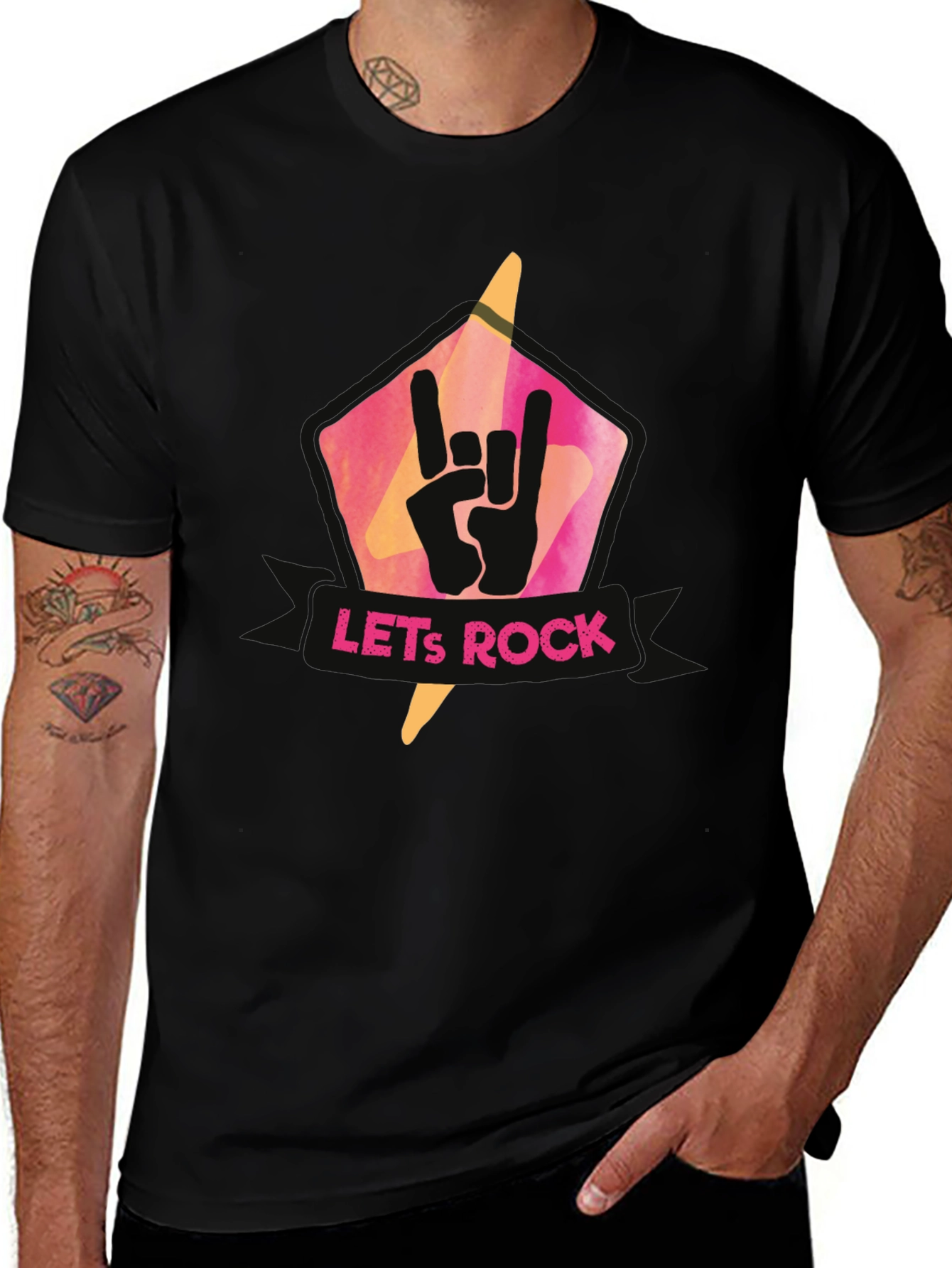 Variant 19 of Let's Rock Graphic T-Shirt - Black