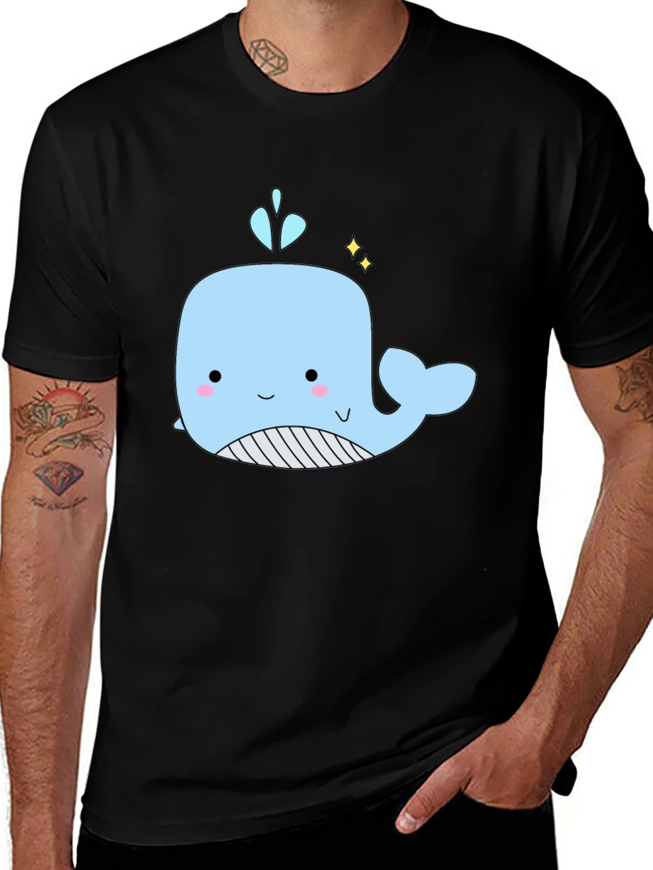 Variant 17 of Cute Whale Graphic Black T-Shirt