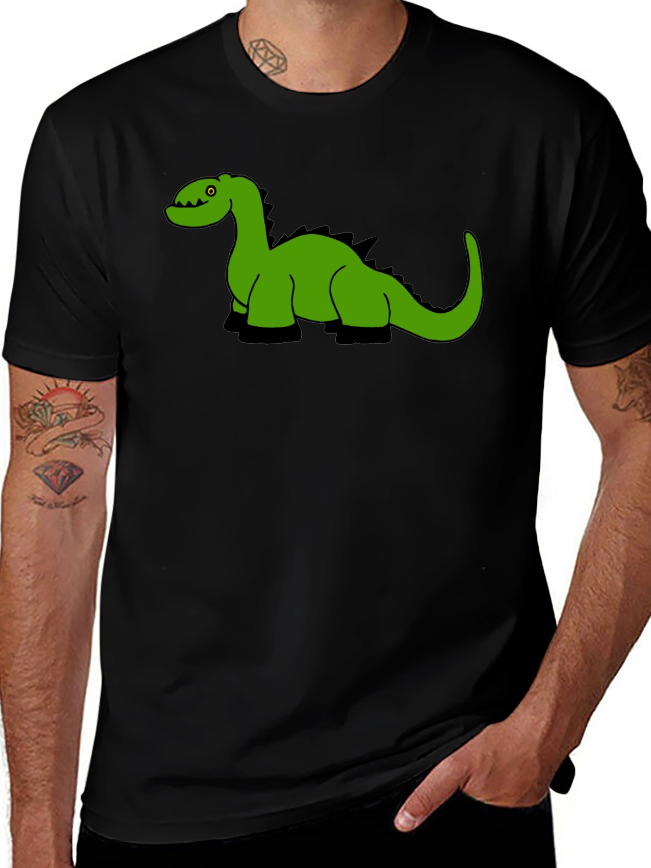 Variant 10 of Dinosaur Graphic T-Shirt - Black Cotton Tee