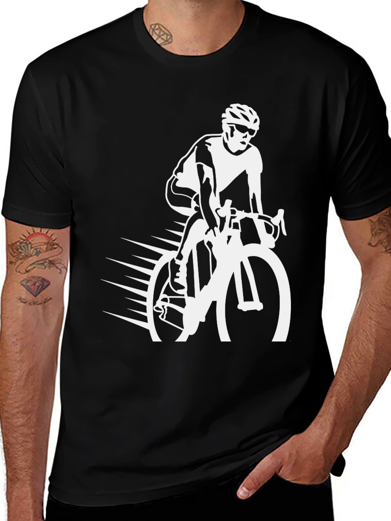 Variant 19 of Cycling Graphic Tee - Black Cotton Blend