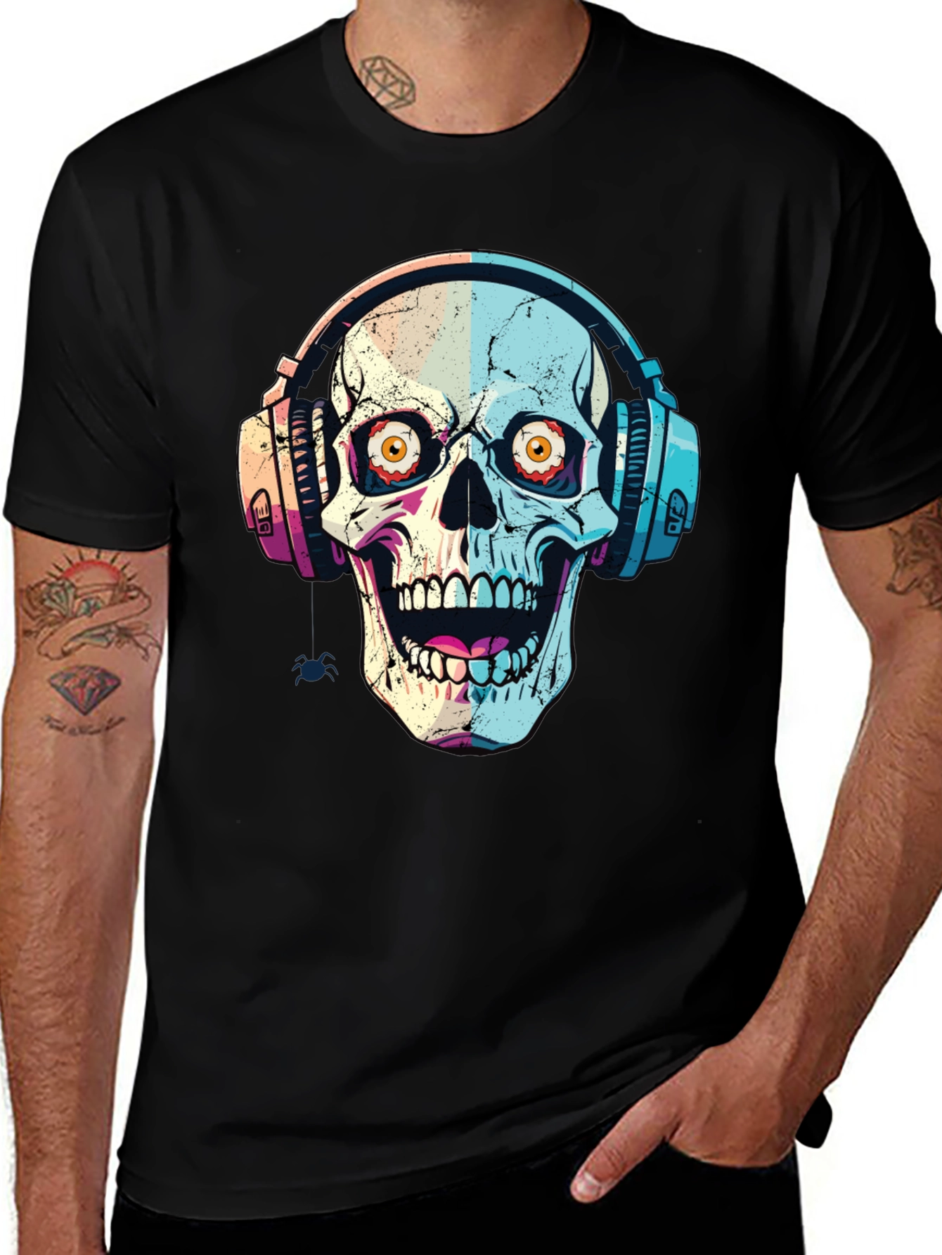 Variant 26 of Skull with Headphones Graphic Tee
