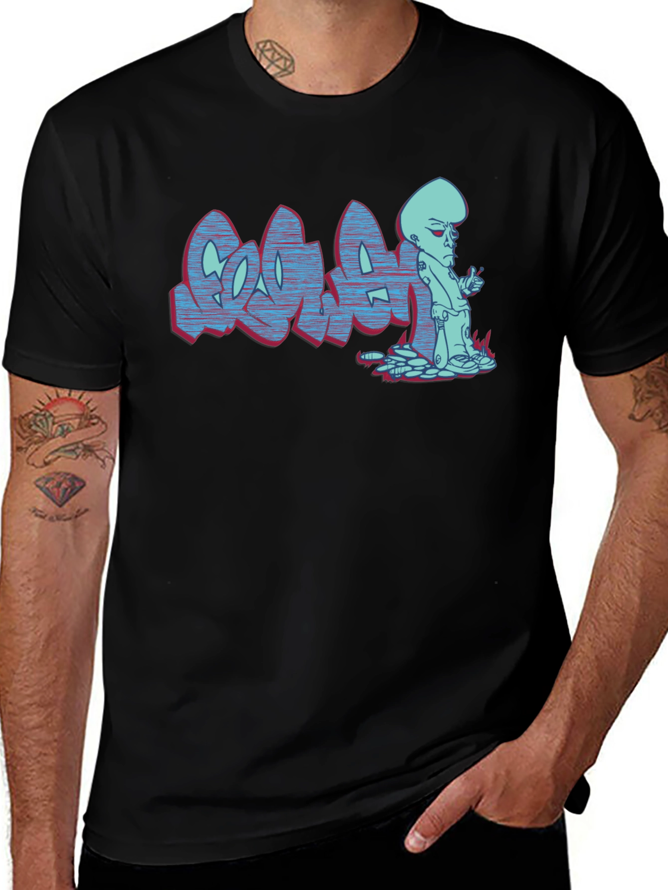 Megamind Graffiti T-Shirt - Black Cotton Blend