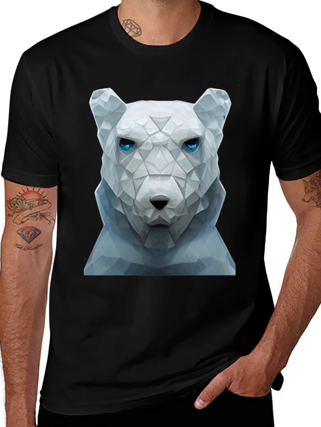 Variant 3 of Geometric Polar Bear Graphic Tee