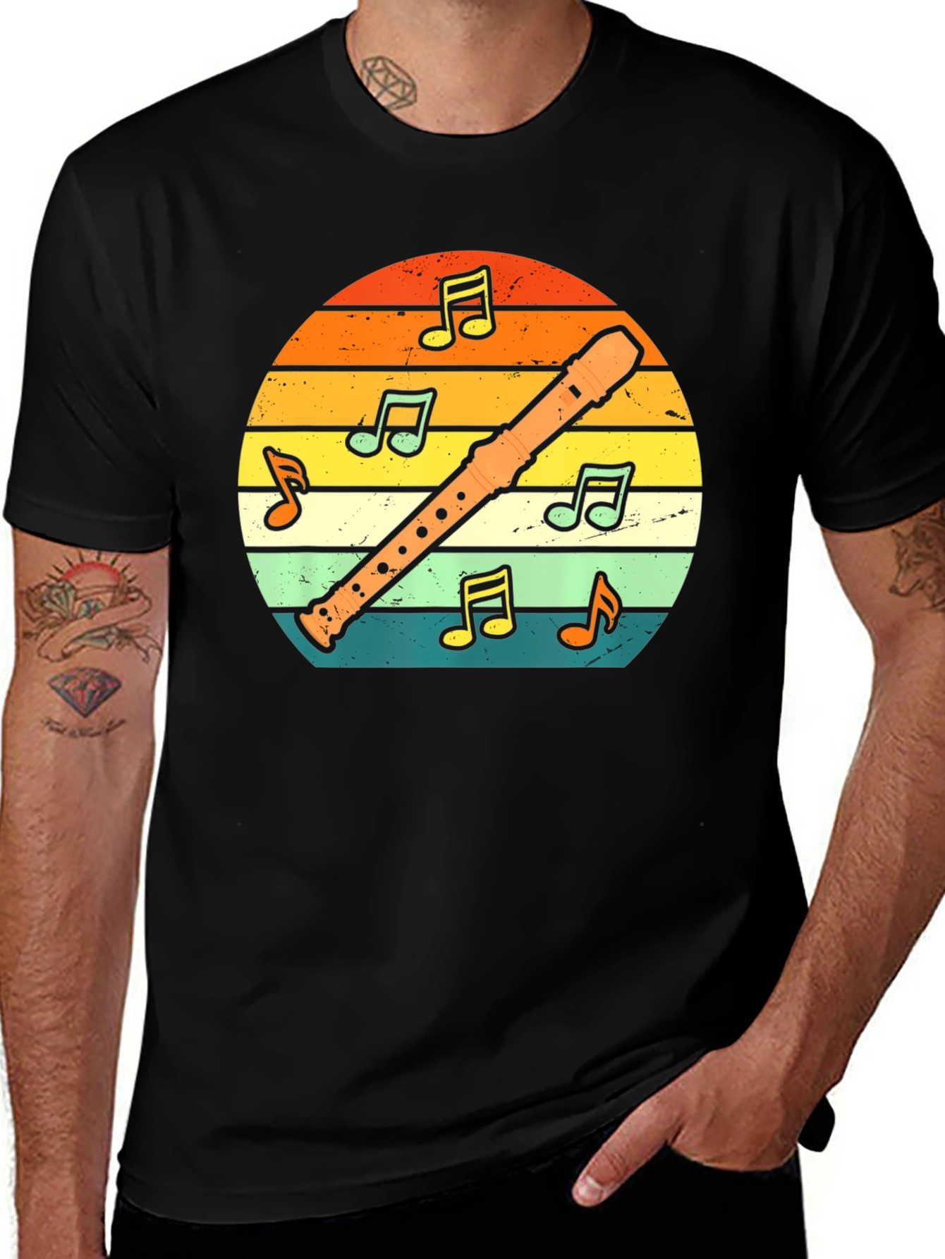 Variant 8 of Retro Sunset Flute Music T-Shirt
