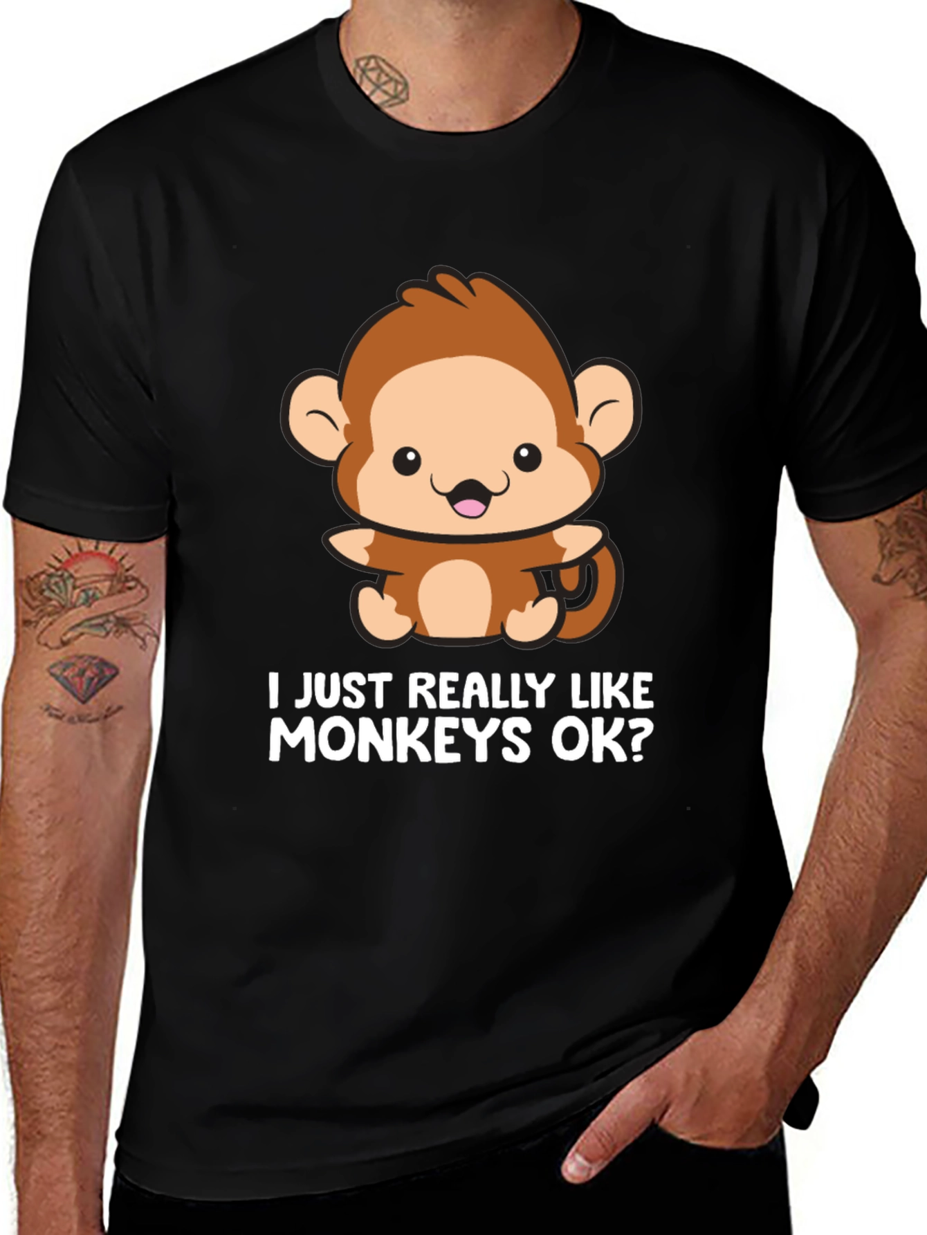 Variant 28 of Cute Monkey Graphic Tee - I Just Really Like Monkeys