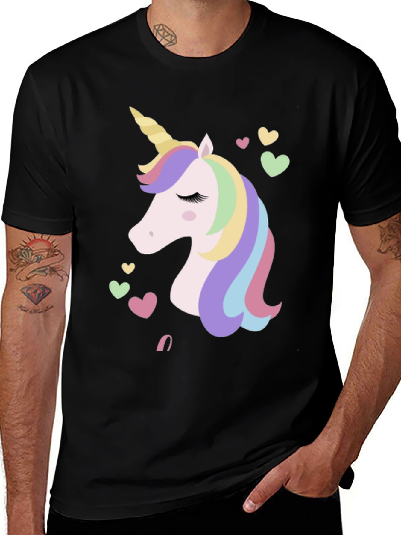Variant 29 of Unicorn Graphic Tee - Black Short Sleeve Cotton Shirt