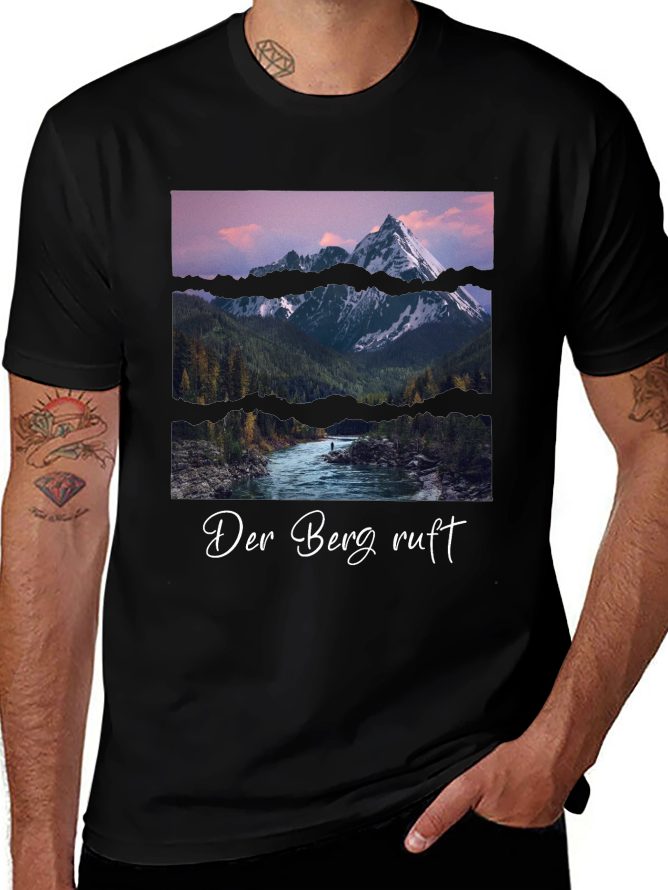 Black Mountain Scene Graphic Tee - Der Berg Ruft Black T-Shirt main image