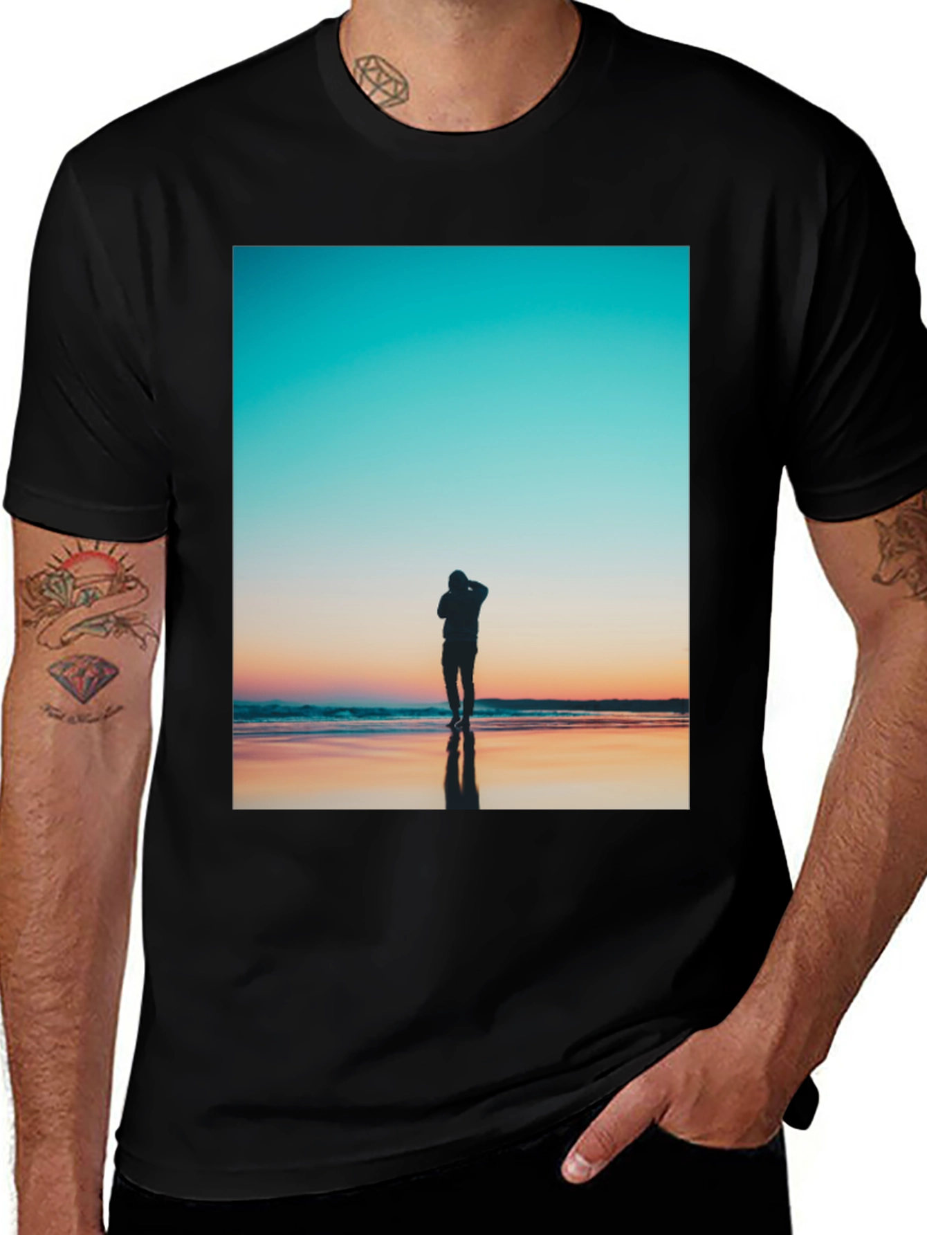 Variant 24 of Sunset Silhouette Graphic Tee - Black