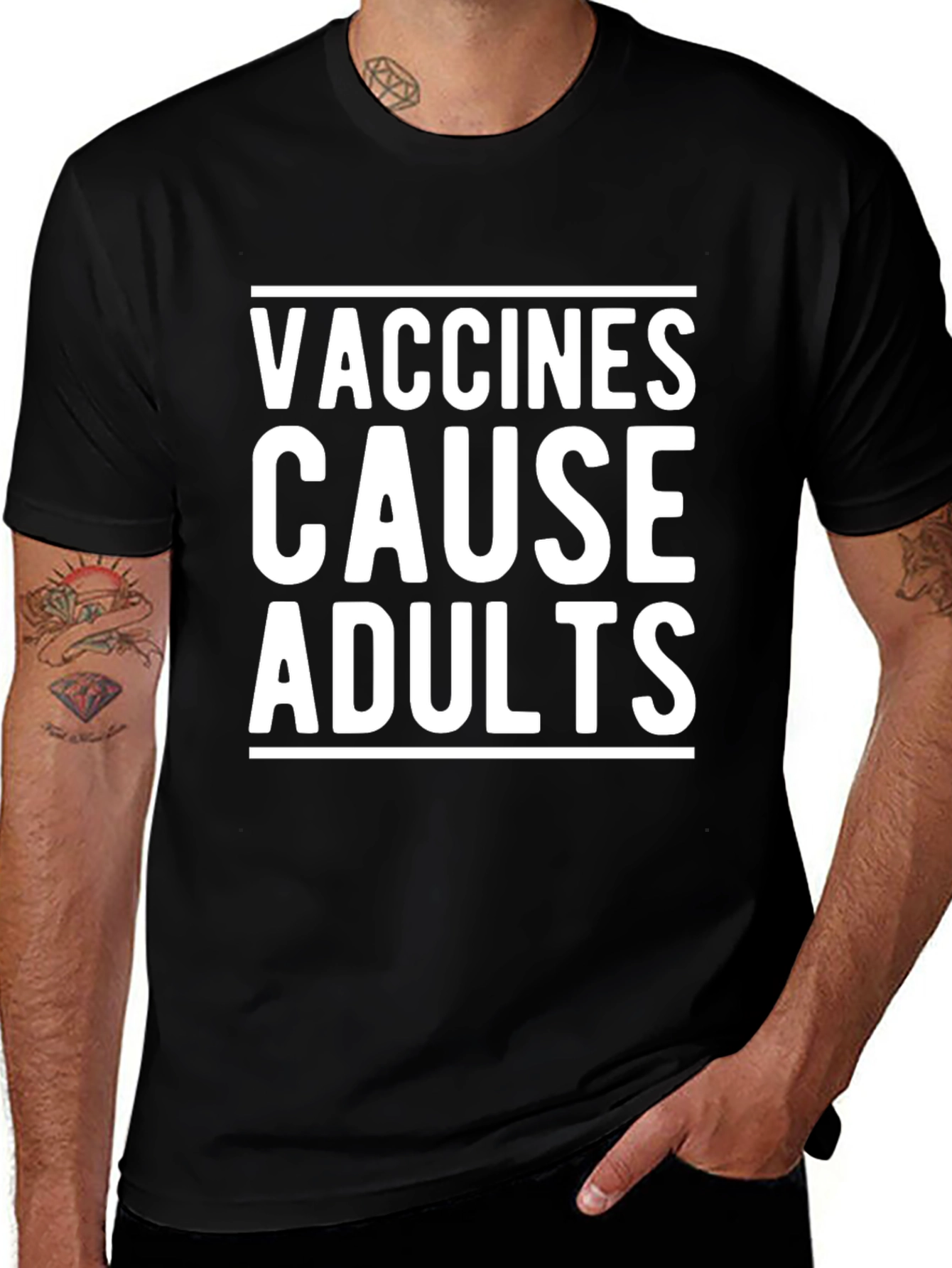 Variant 7 of Vaccines Cause Adults Black Graphic Tee