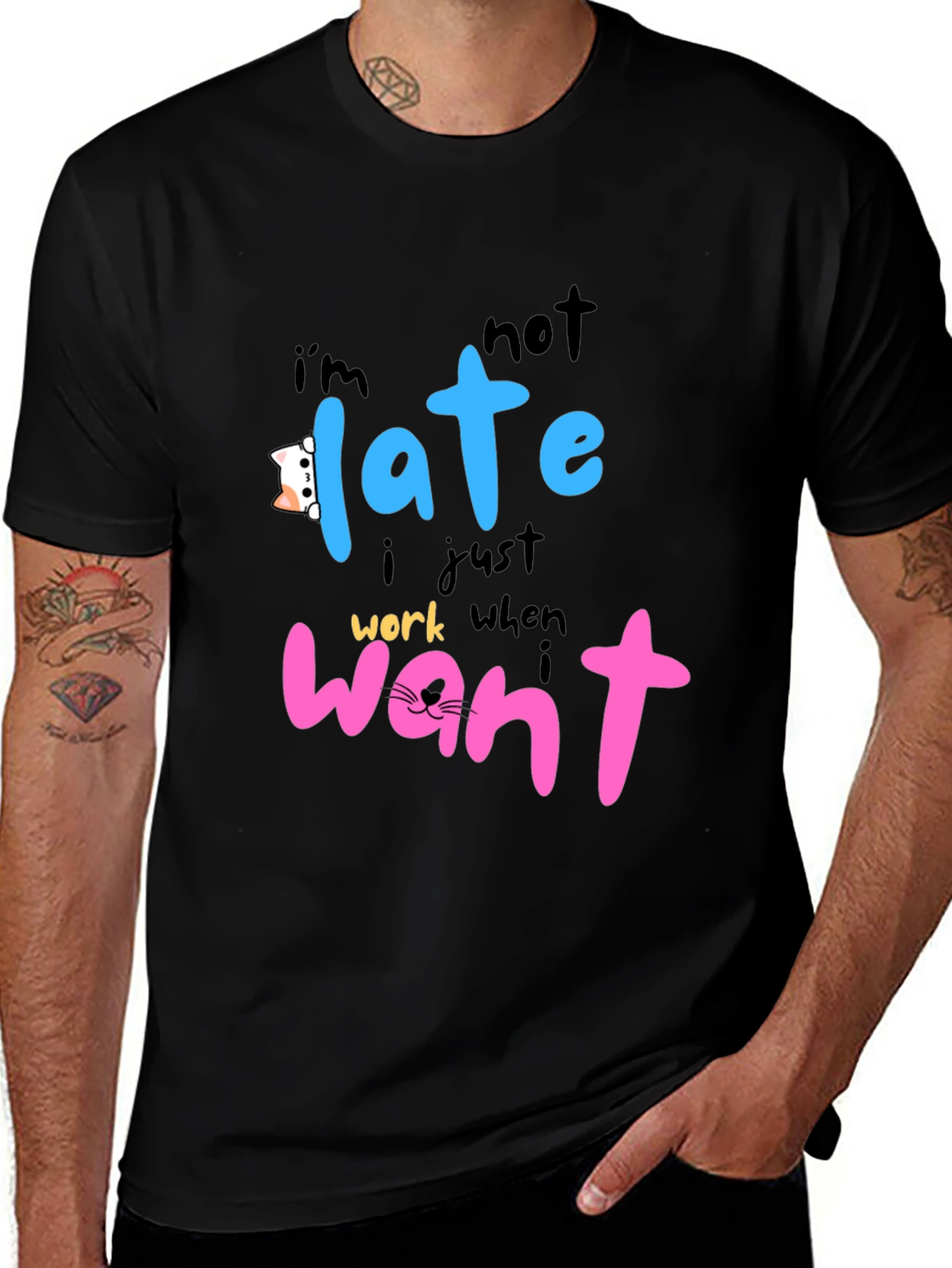 Variant 6 of Funny Cat Lover T-Shirt - "I'm Not Late"