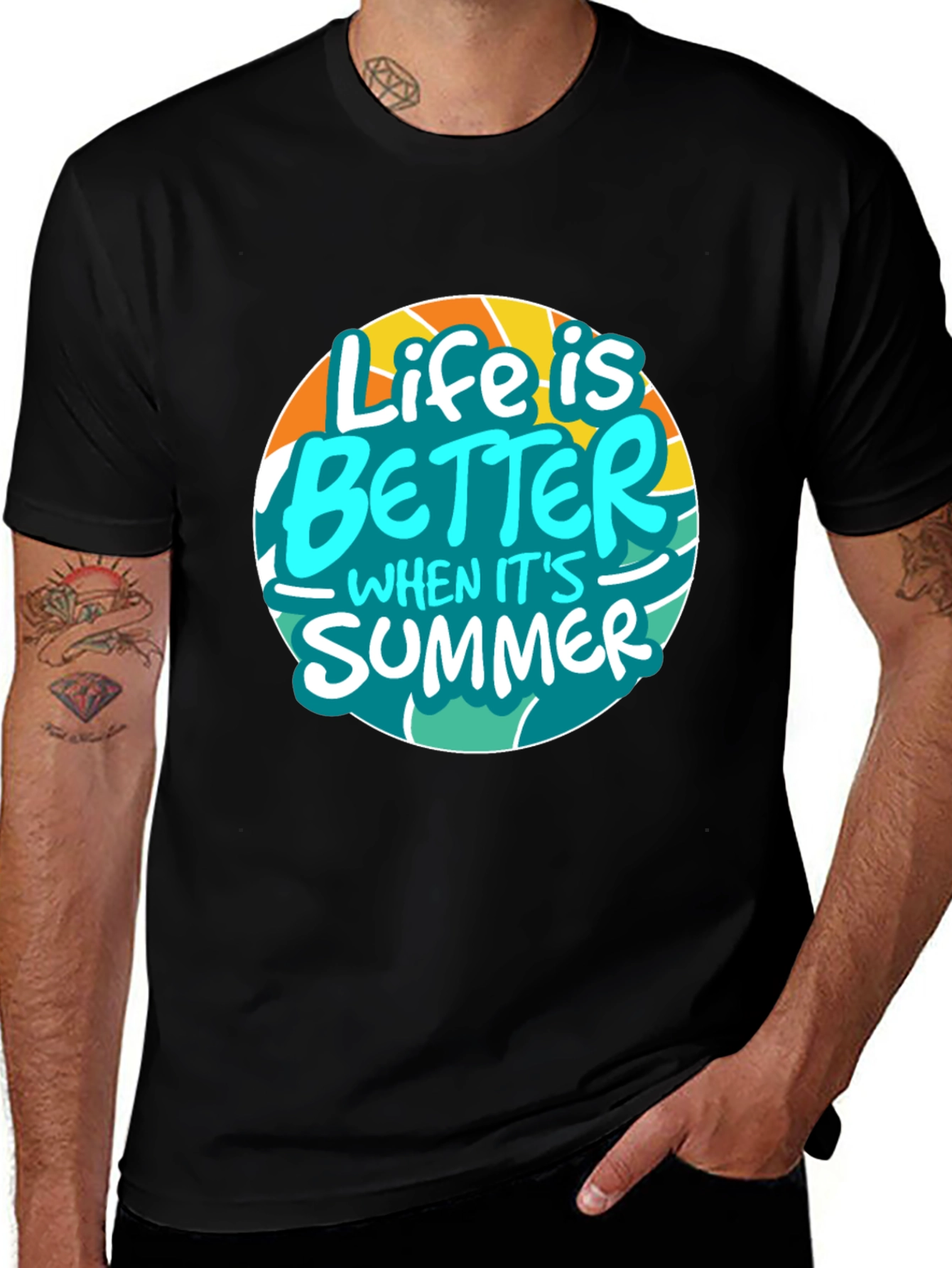 Variant 30 of Life is Better in Summer Black Graphic Tee