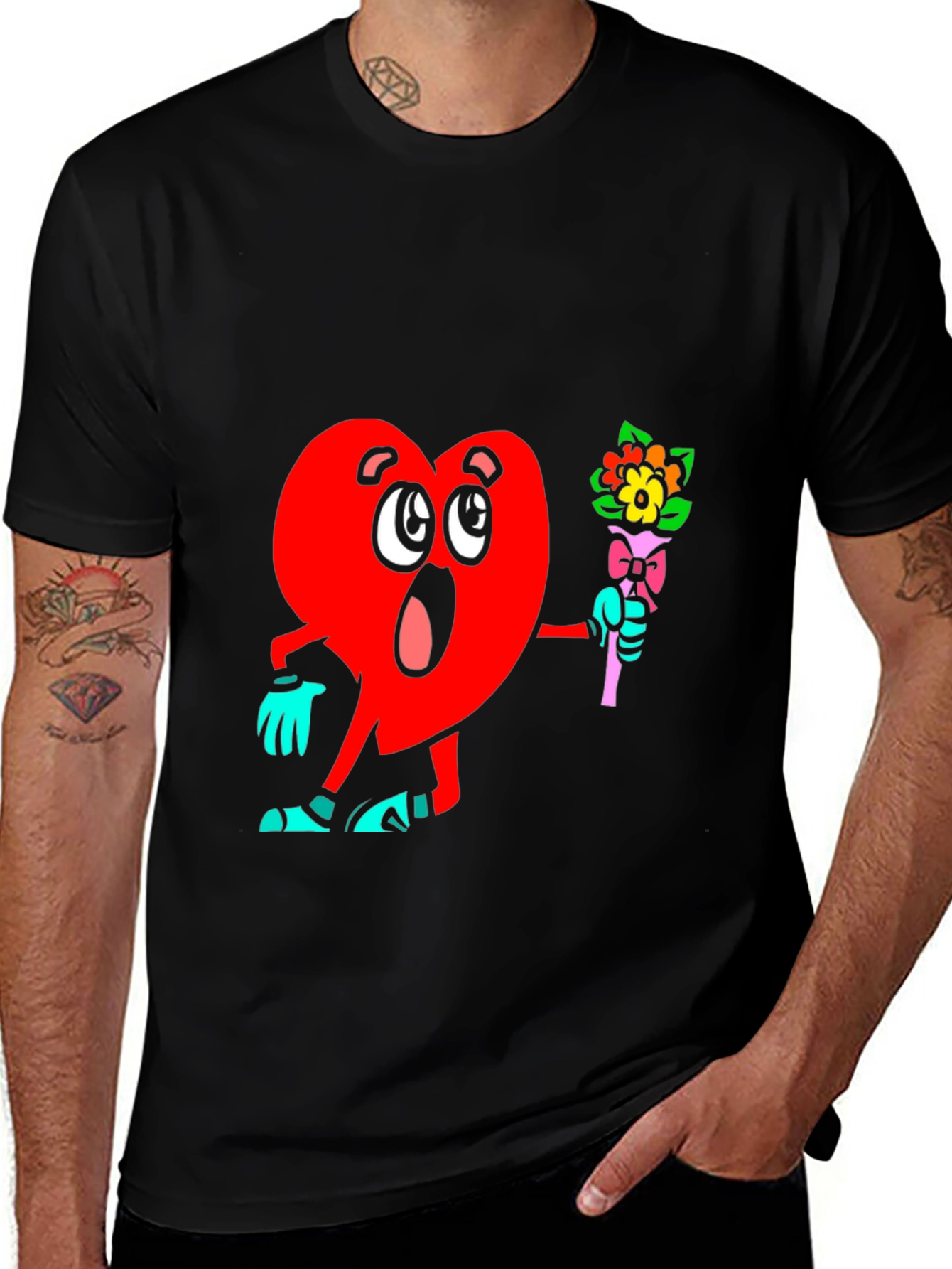 Variant 21 of Cartoon Heart Flower Bouquet T-Shirt