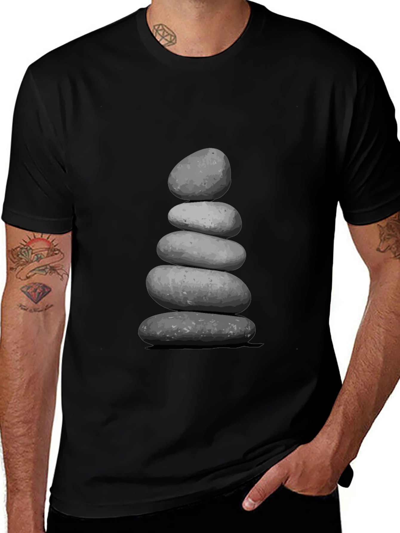 Variant 8 of Stacked Stones Graphic Tee - Zen Balance Shirt