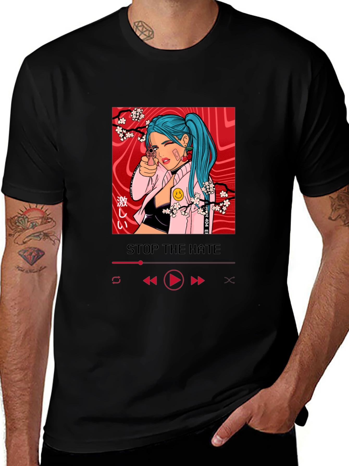 Variant 8 of Stop The Hate T-Shirt with Edgy Anime Design