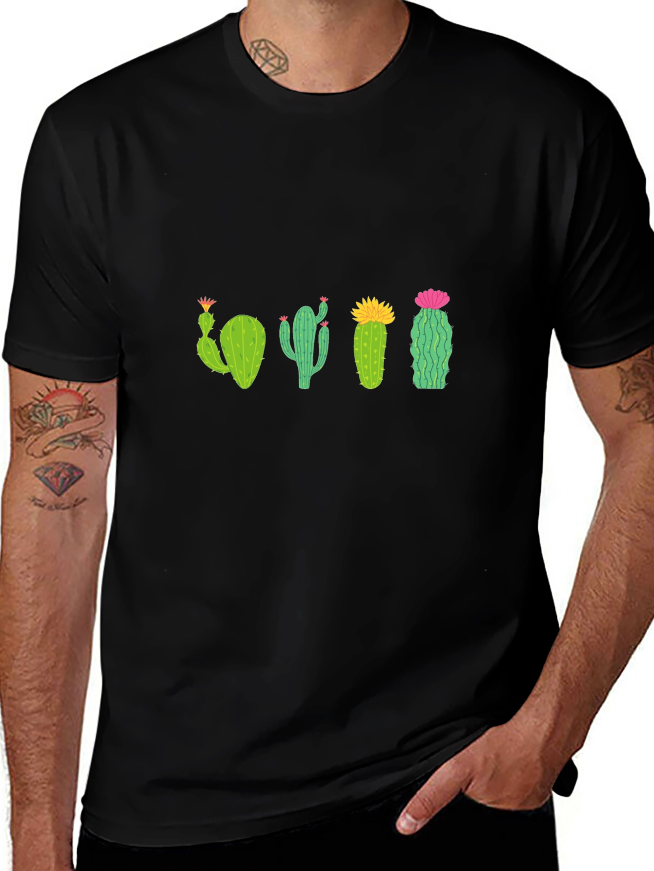Variant 10 of Cactus Crew Neck T-Shirt - Black