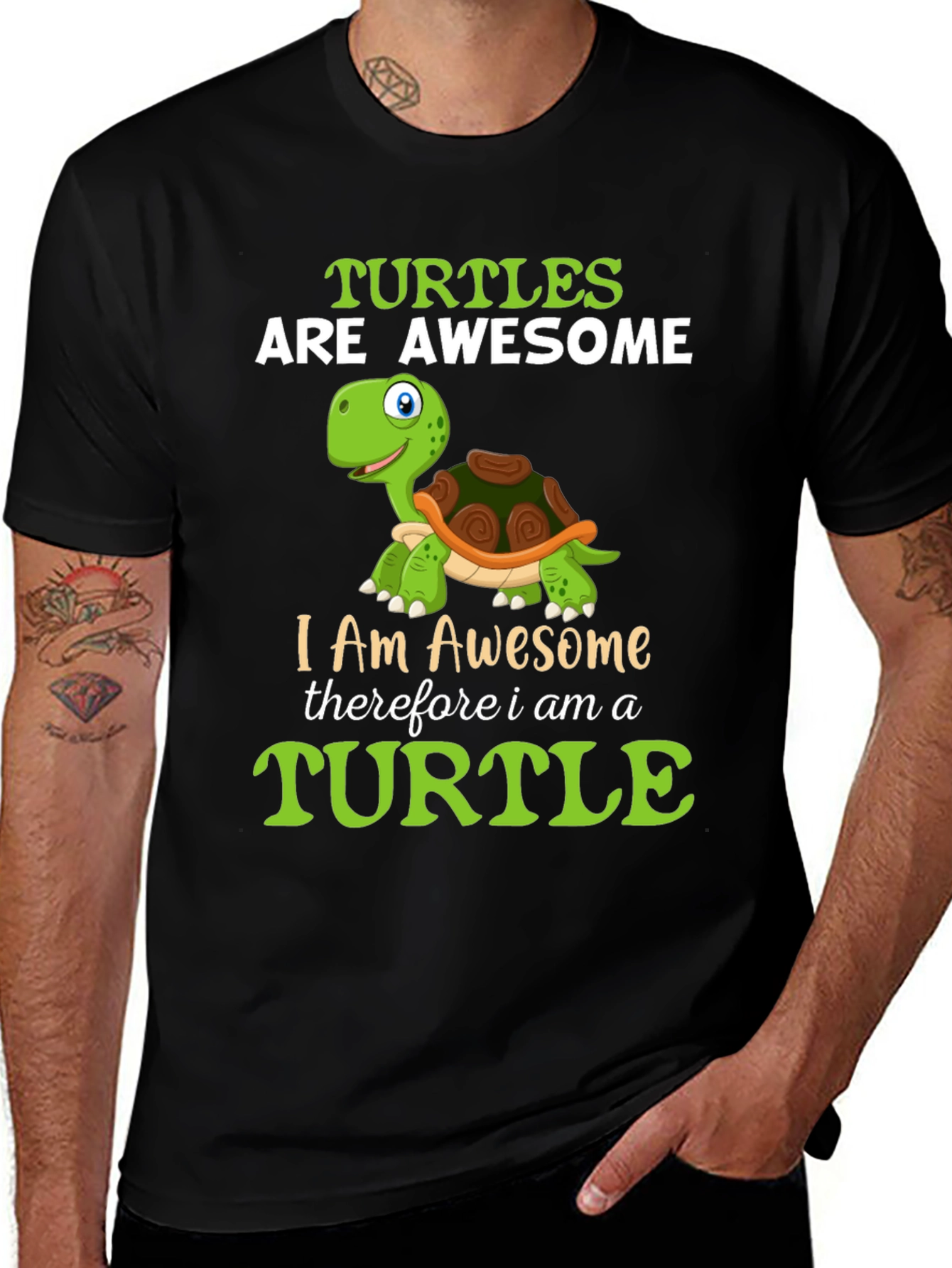 Variant 20 of Awesome Turtle T-Shirt - "I am Awesome"