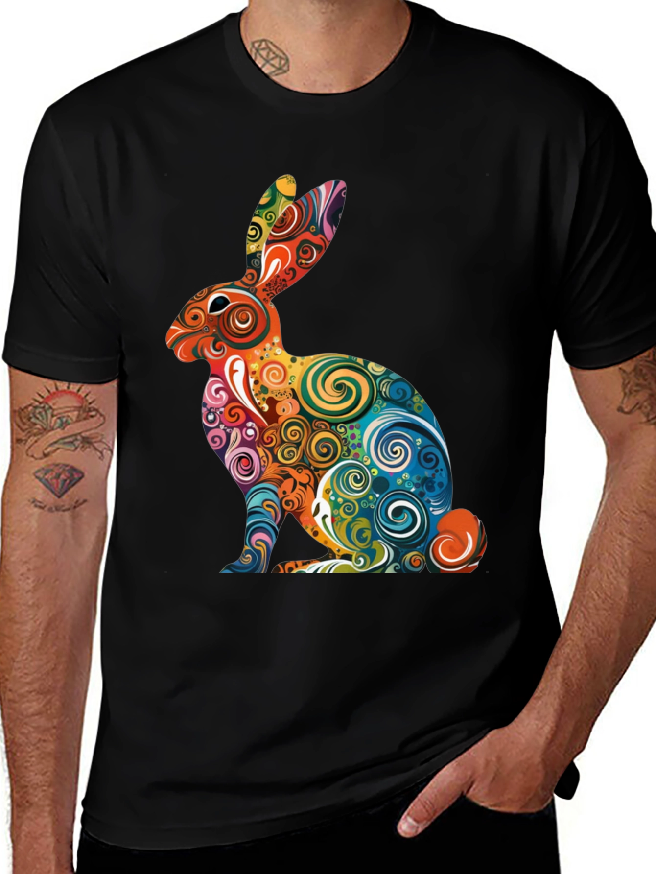 Variant 13 of Psychedelic Rabbit Graphic T-Shirt