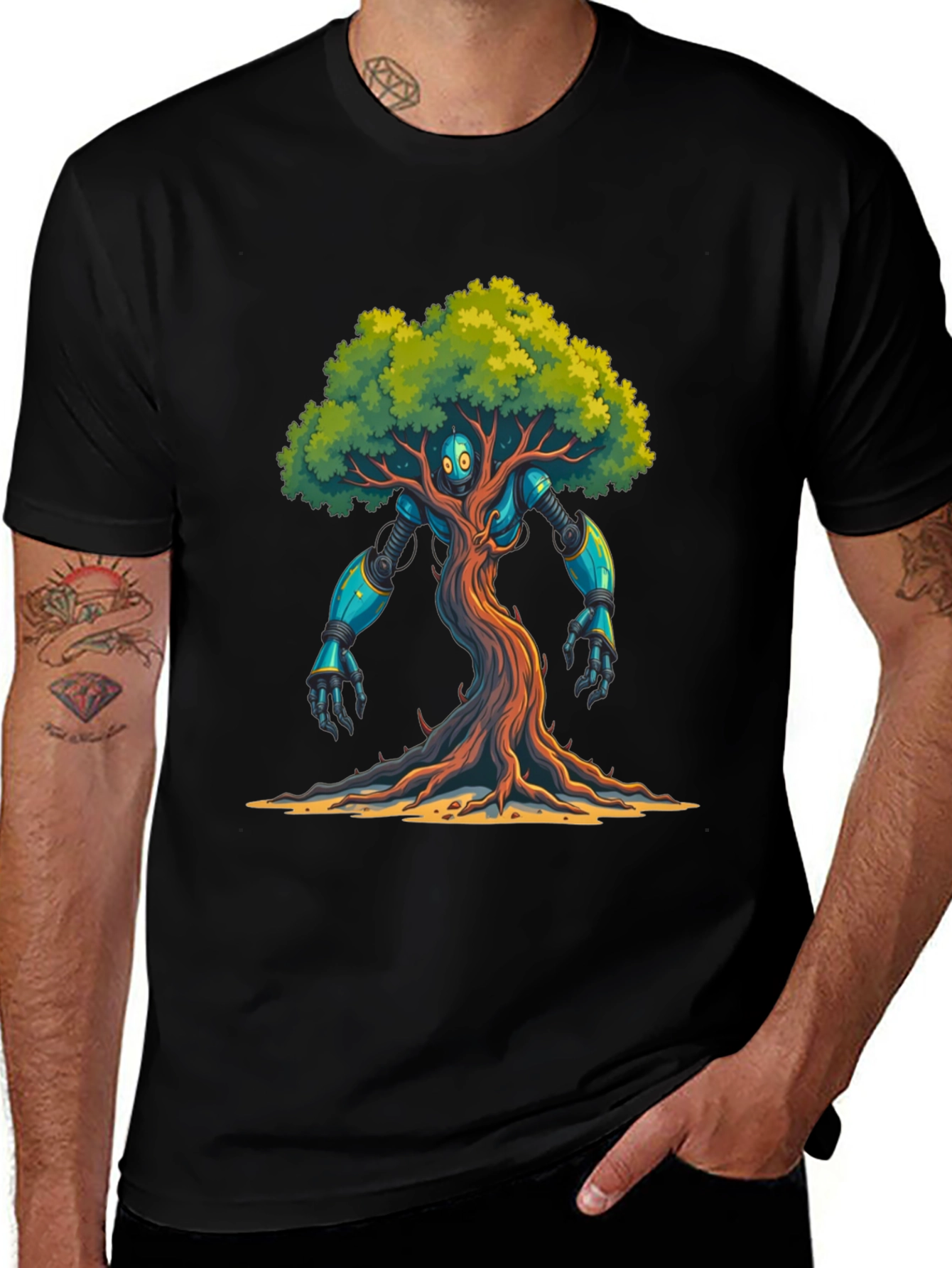 Variant 21 of Robot Tree Graphic Tee - Eco-Friendly Design