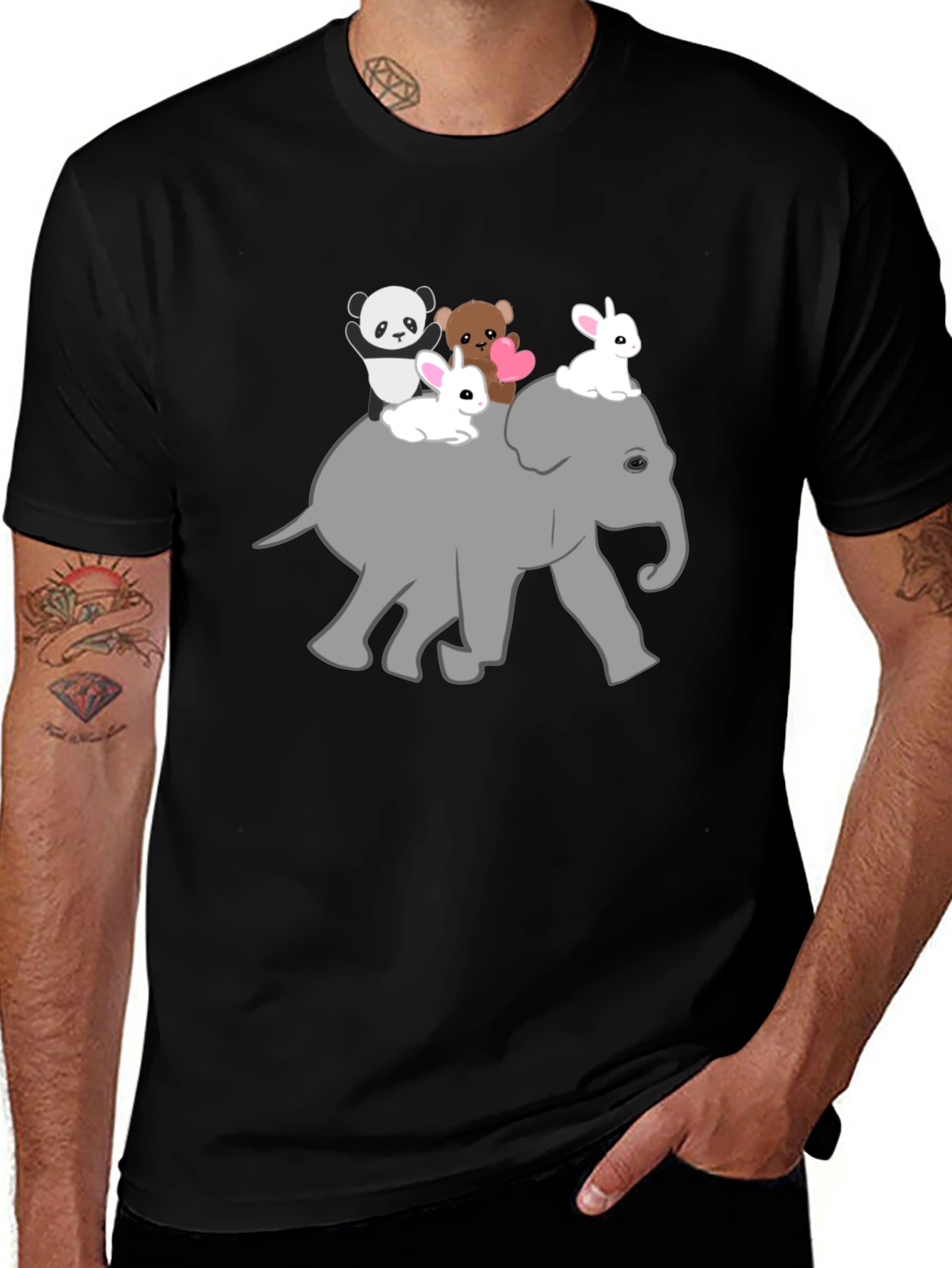 Variant 5 of Cute Animal Ride T-Shirt - Elephant, Panda, Bear, Bunny