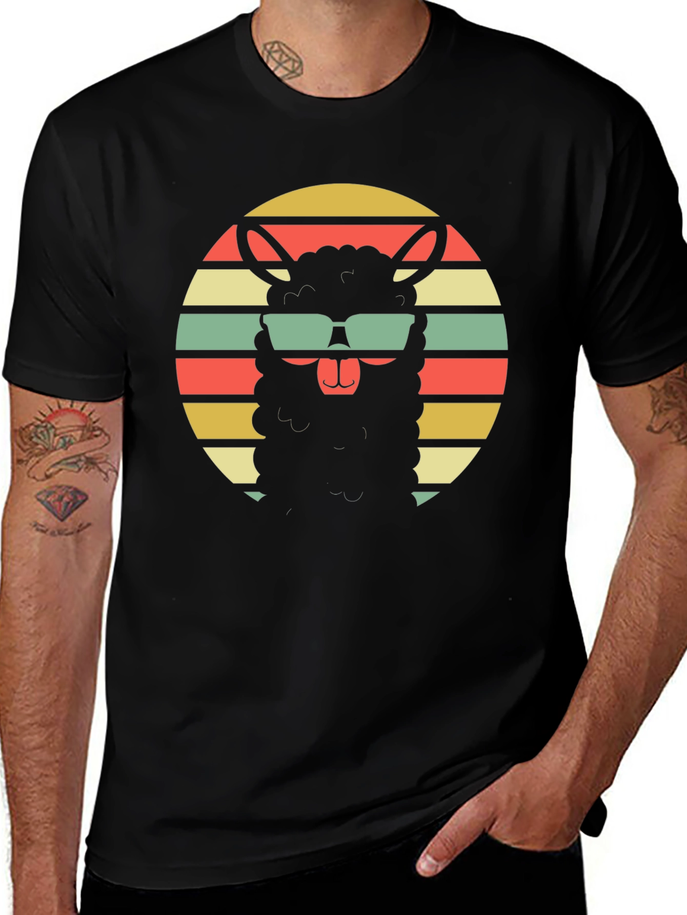 Variant 2 of Cool Llama T-Shirt - Retro Sunset Graphic Tee