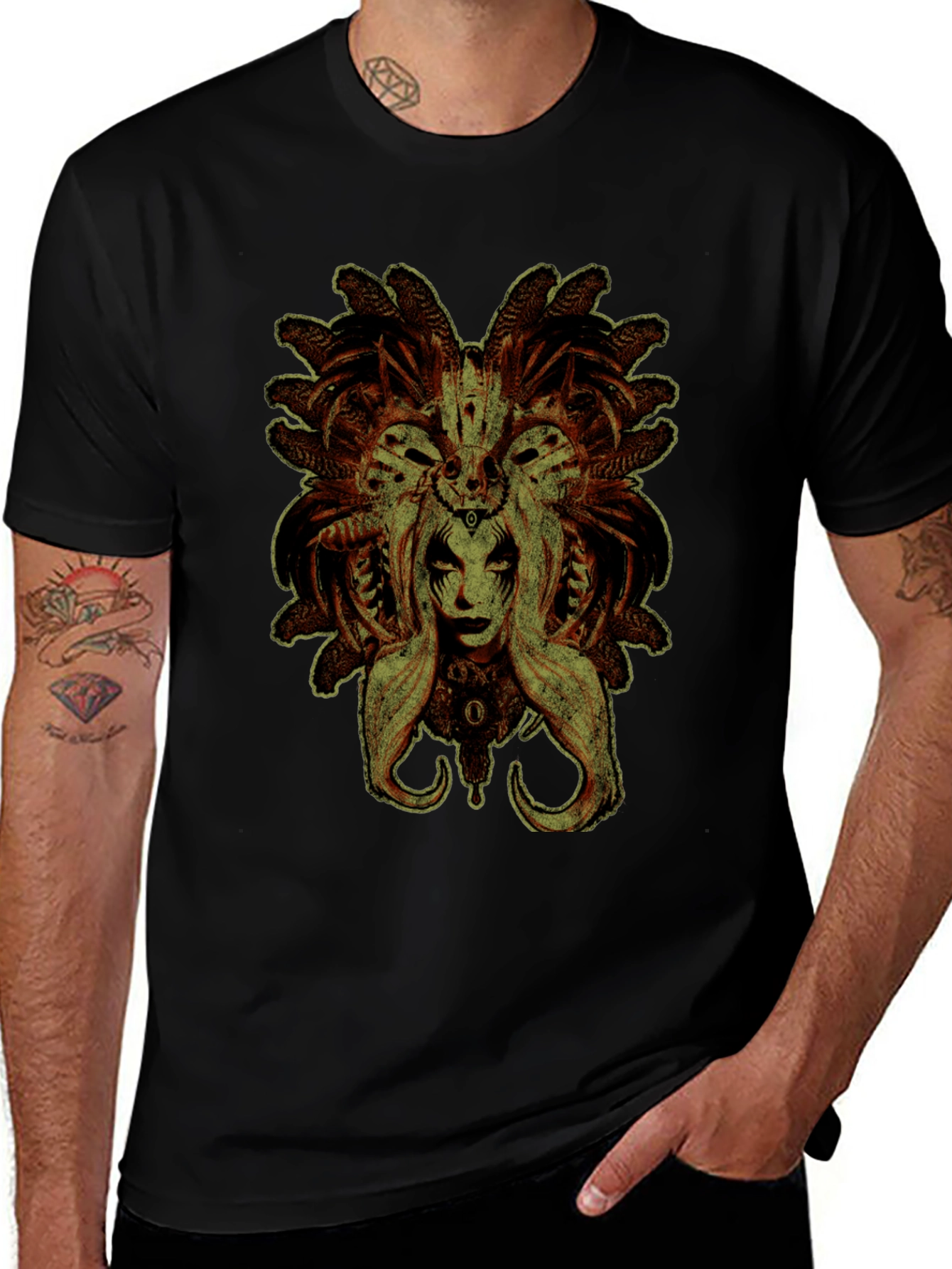 Variant 26 of Occult Queen Graphic T-Shirt - Vintage Style Black Tee