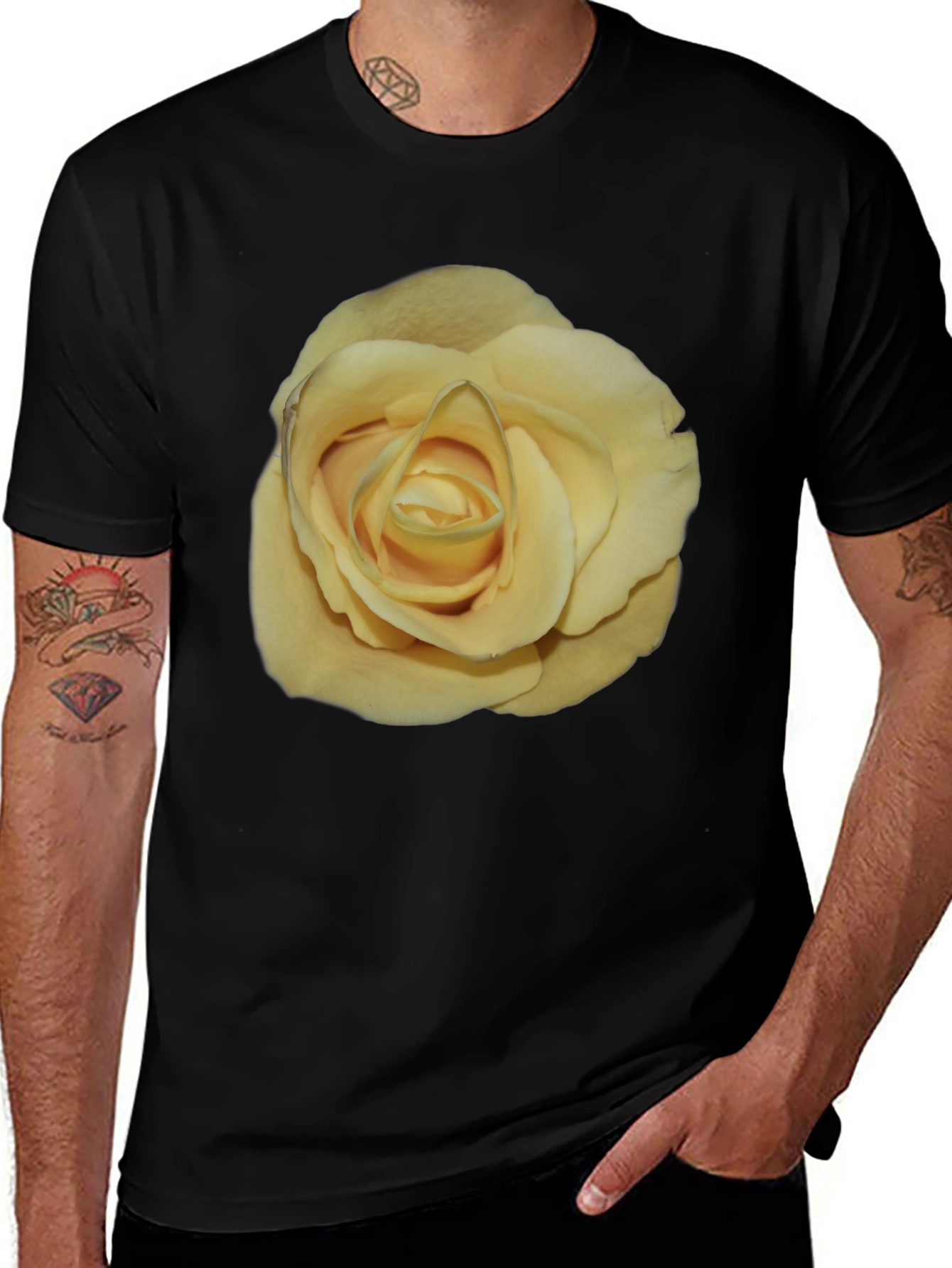 Variant 9 of Yellow Rose Graphic Black T-Shirt