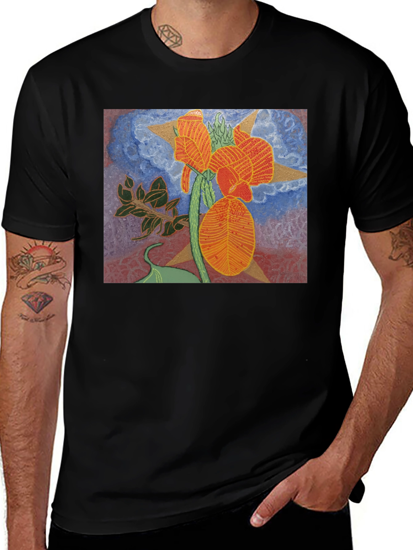 Variant 14 of Floral Graphic Tee - Unique Artistic Design