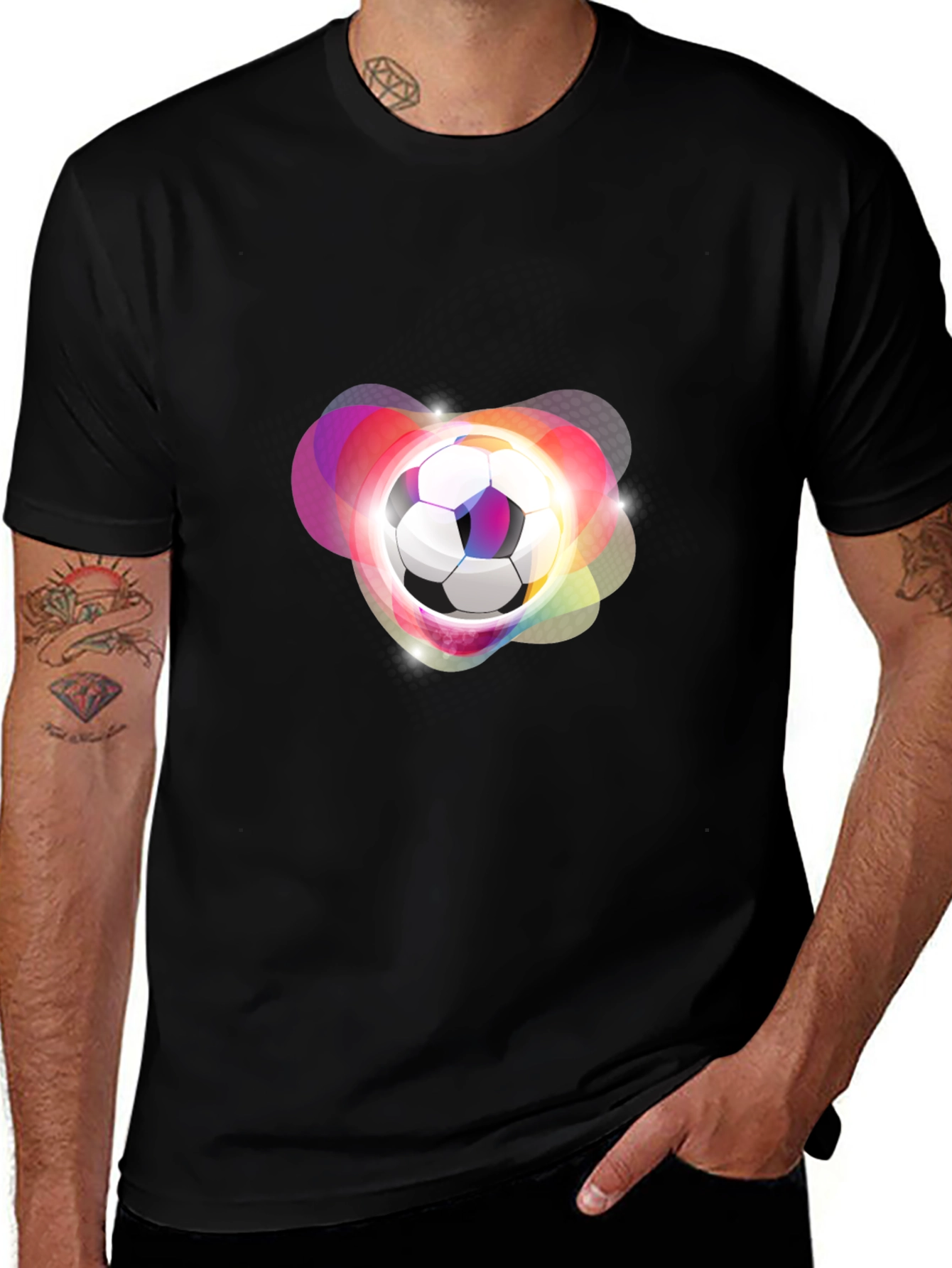 Variant 9 of Futuristic Soccer Ball Graphic Tee - Black