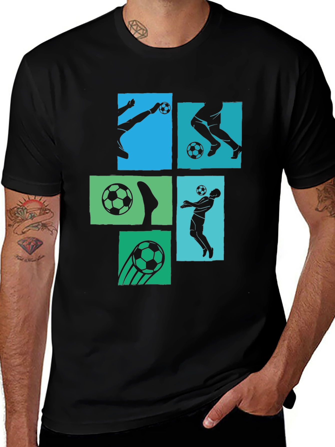 Variant 13 of Soccer Graphic Men's Black T-Shirt