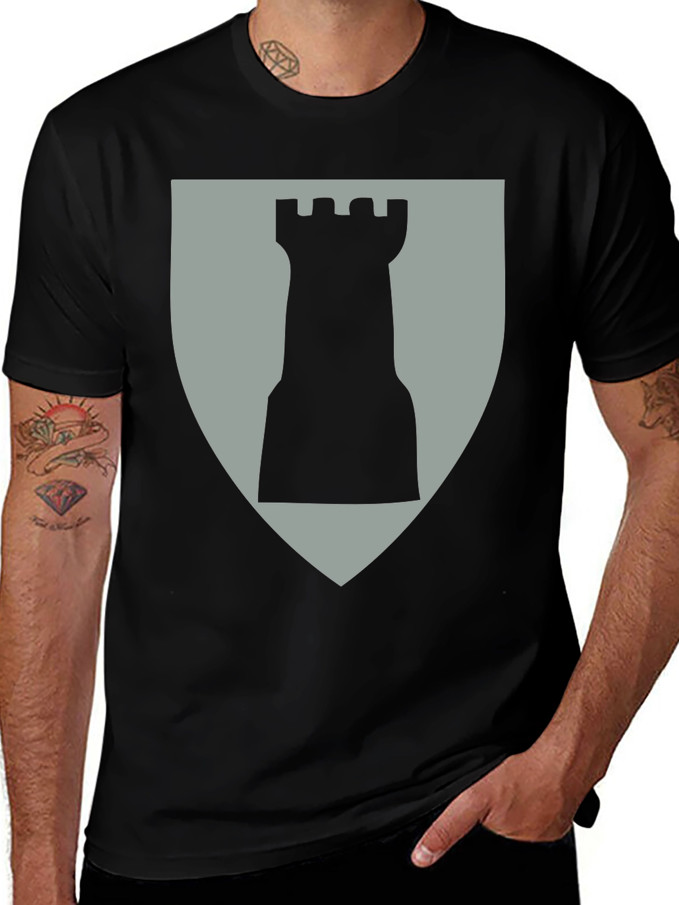 Variant 13 of Chess Rook Graphic Tee - Black