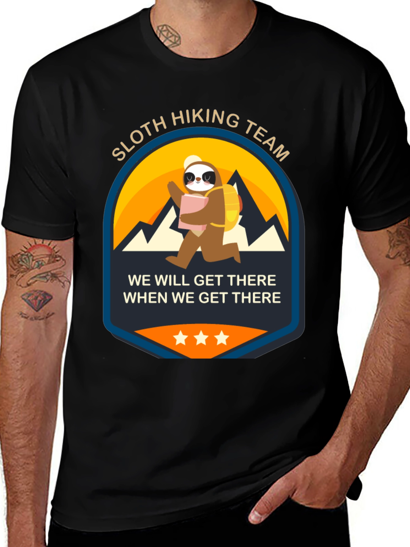 Variant 18 of Sloth Hiking Team T-Shirt: We'll Get There When We Get There