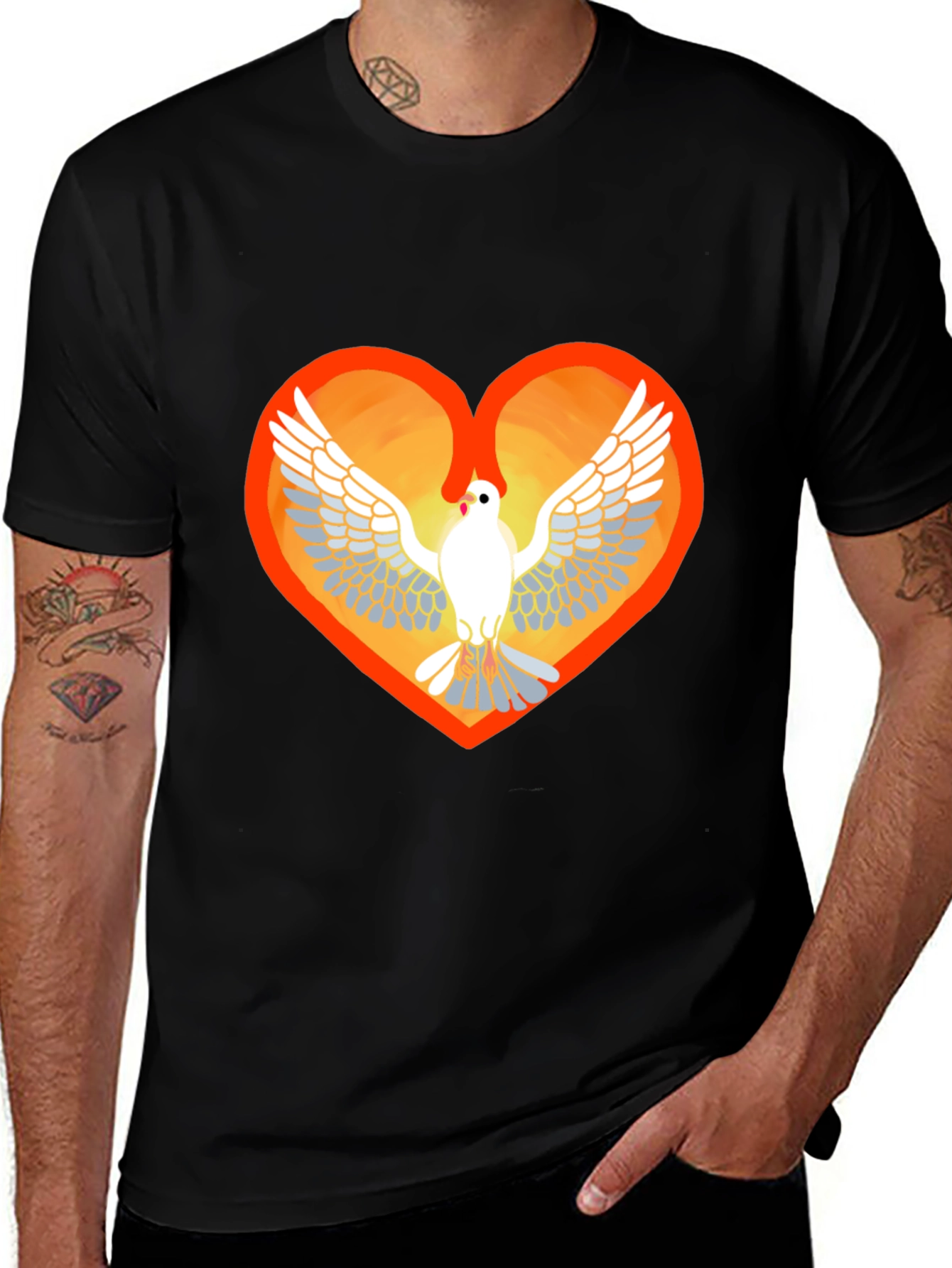 Variant 25 of Dove Heart Graphic T-Shirt - Black