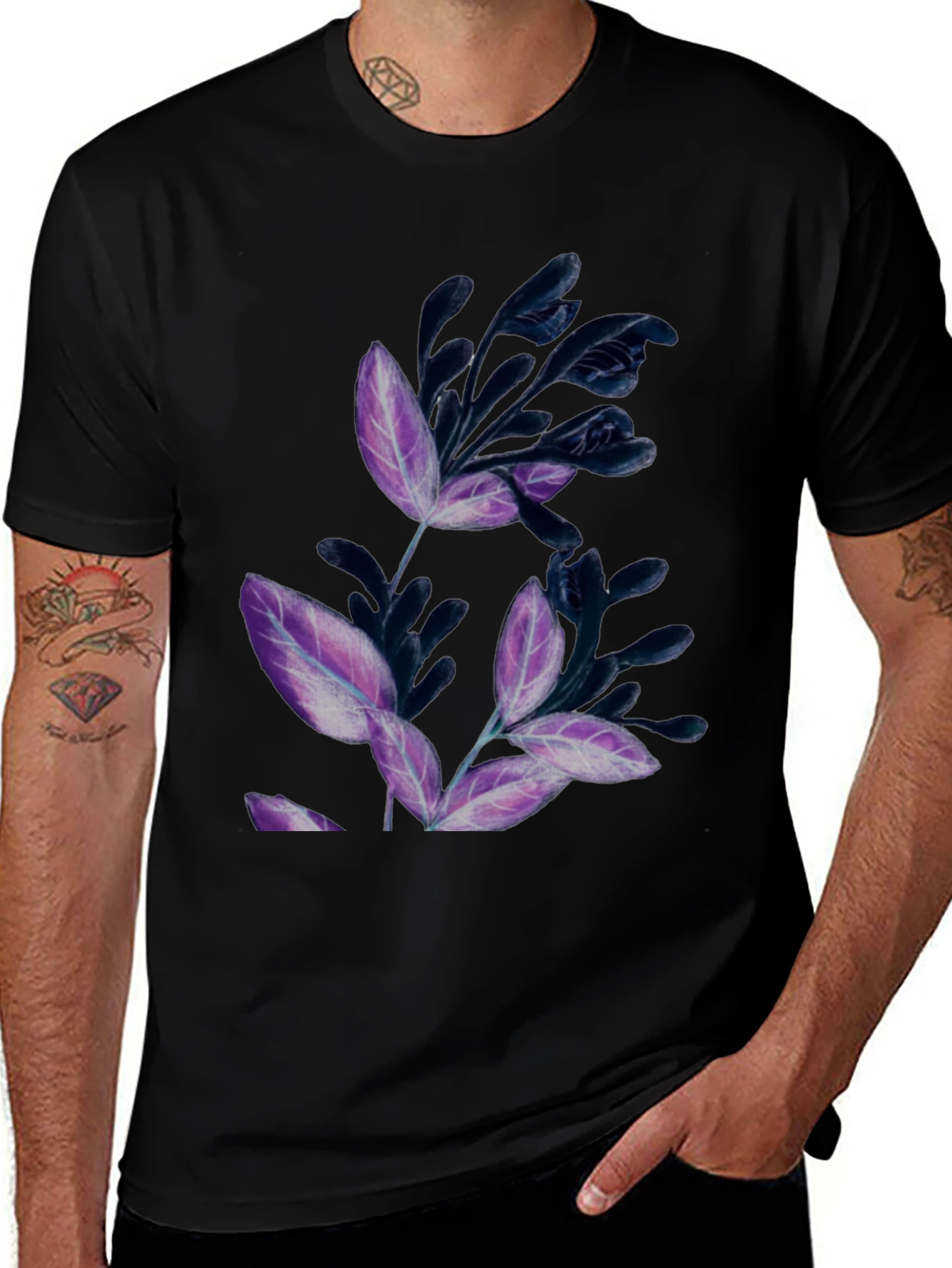Variant 2 of Floral Print Black T-Shirt