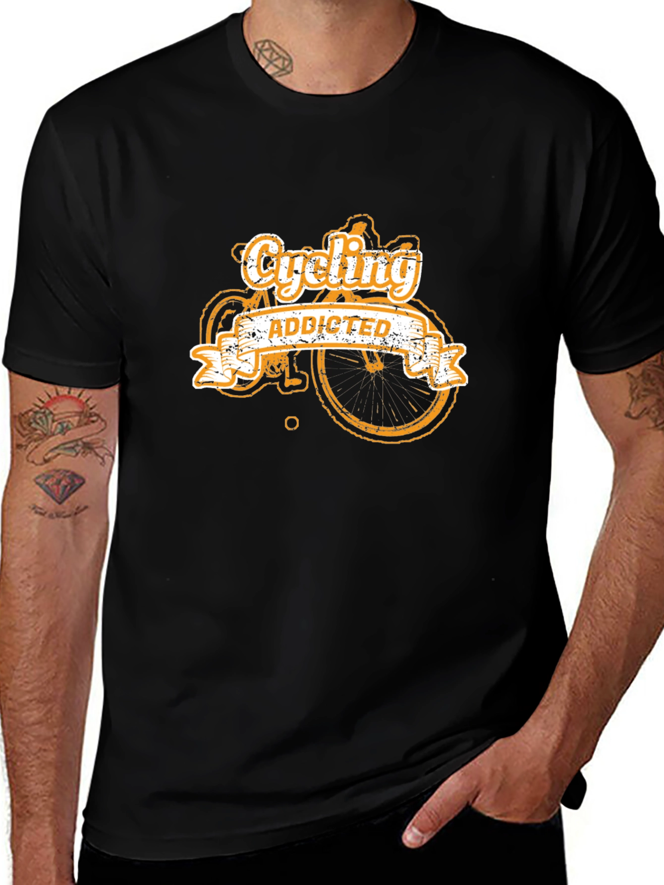 Variant 13 of Cycling Addicted T-Shirt - Black