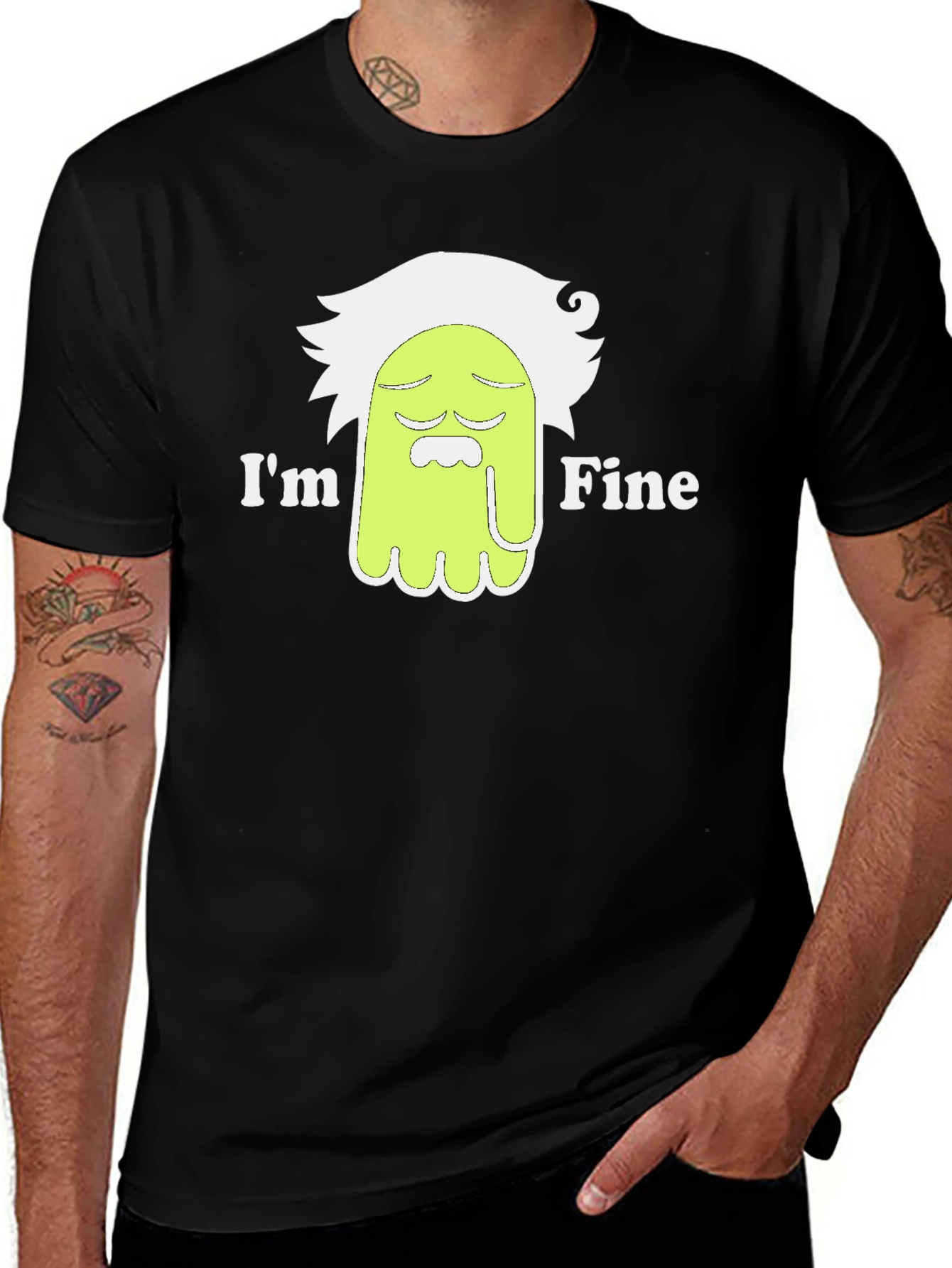 Variant 27 of I'm Fine Funny Cartoon T-Shirt - Black