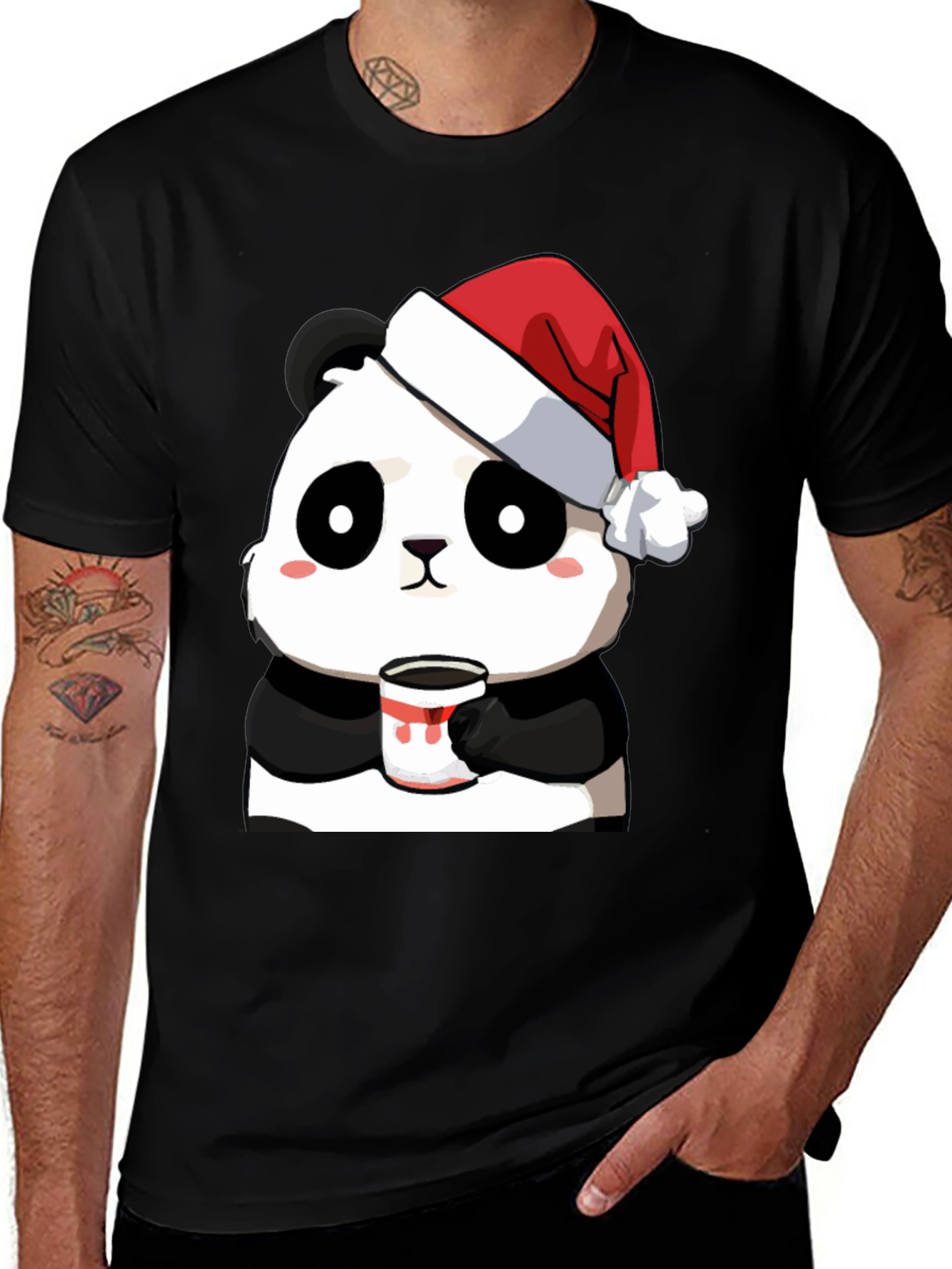 Variant 13 of Cute Panda Santa Hat Coffee Mug Graphic T-Shirt