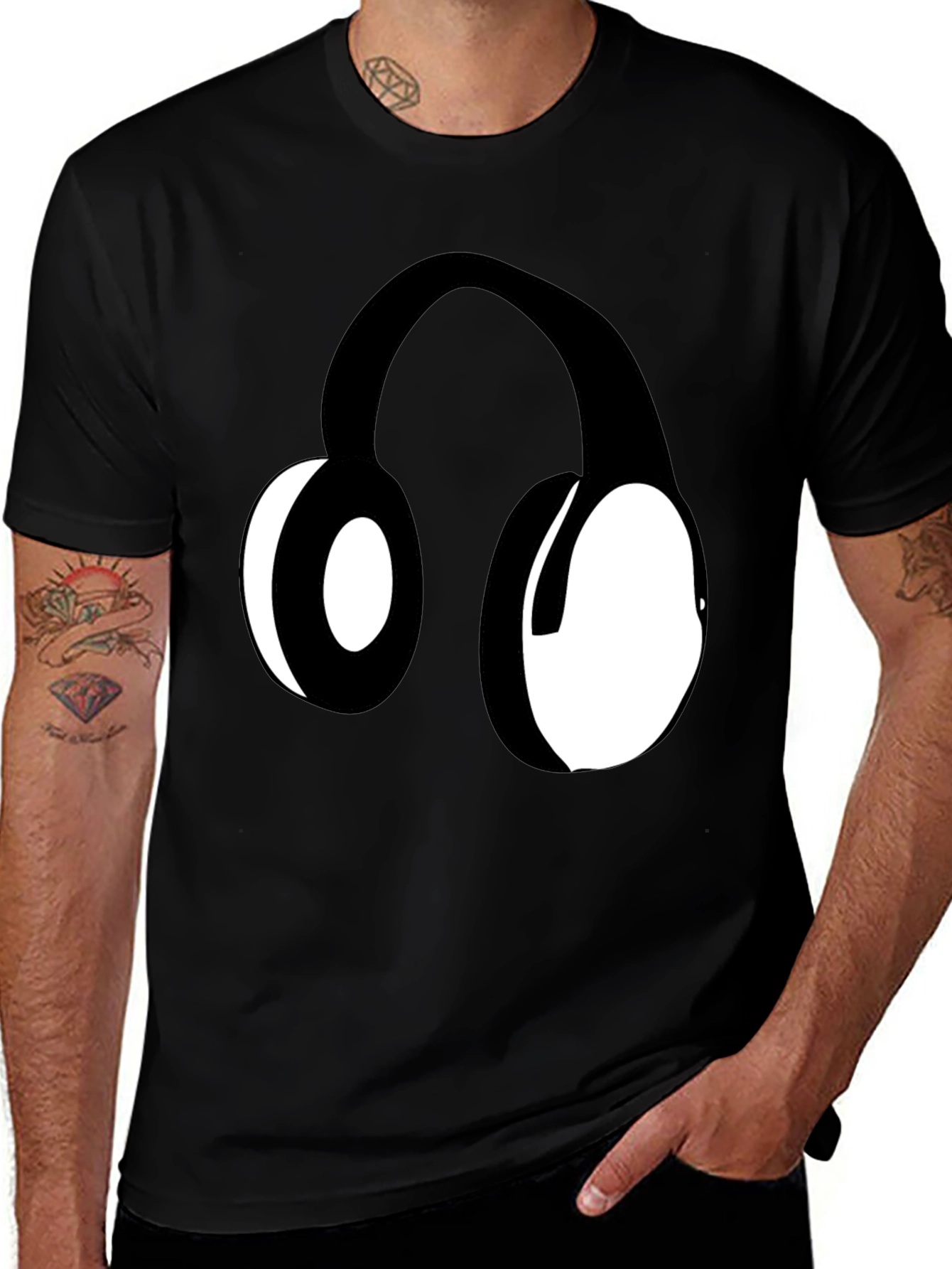 Variant 15 of Headphones Graphic Black T-Shirt