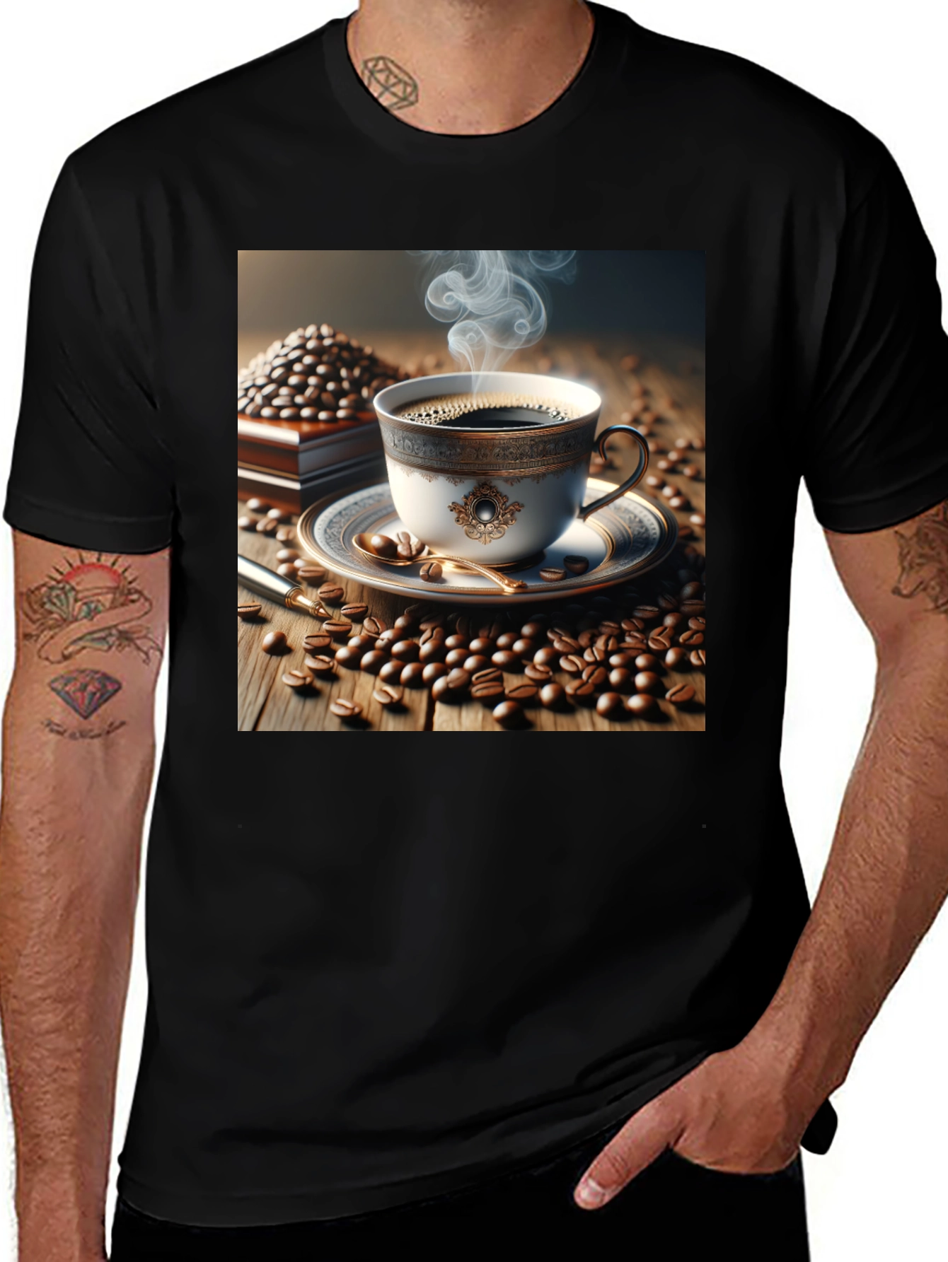 Variant 17 of Coffee Lover's T-Shirt - Elegant Cup Design