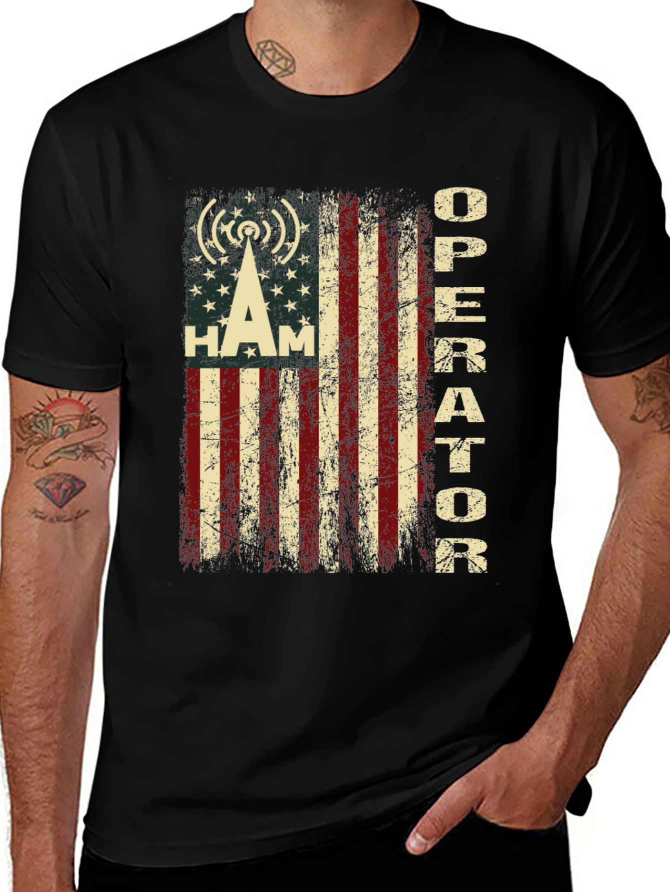 HAM Operator American Flag Graphic T-Shirt