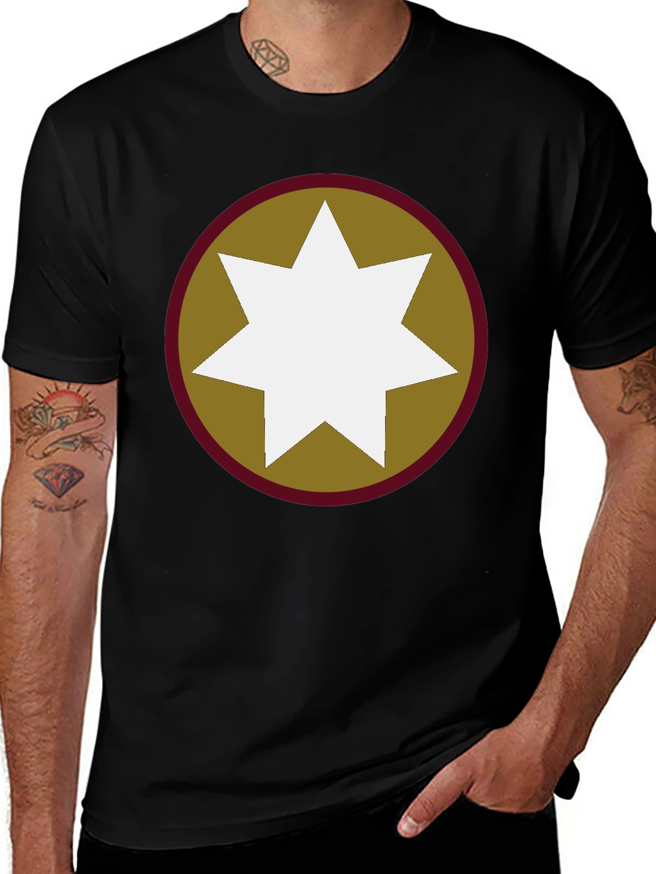 Variant 11 of Star Emblem Graphic Tee - Black