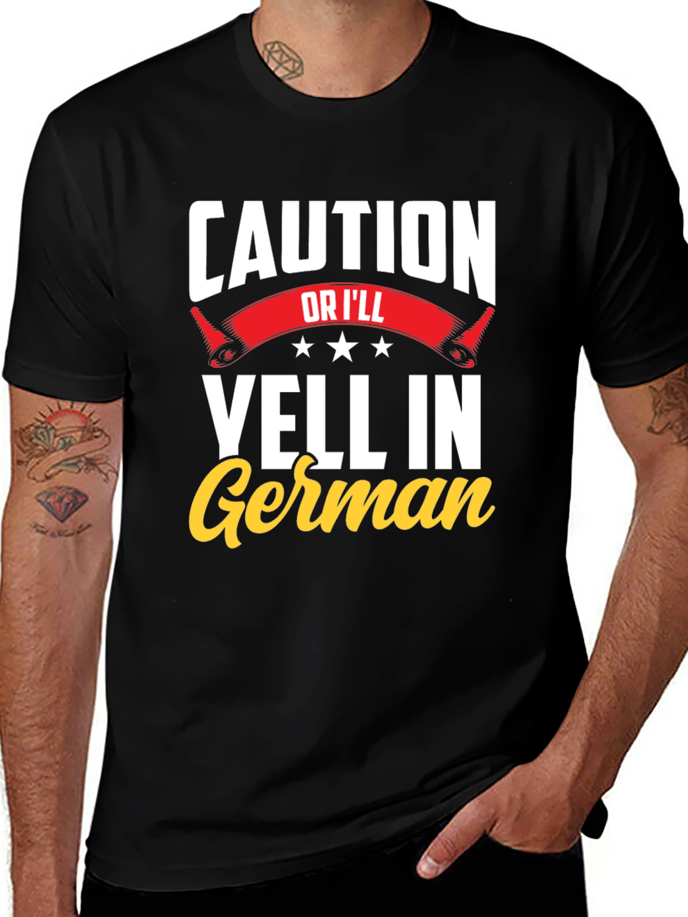Variant 8 of Caution, I'll Yell in German T-Shirt - Funny