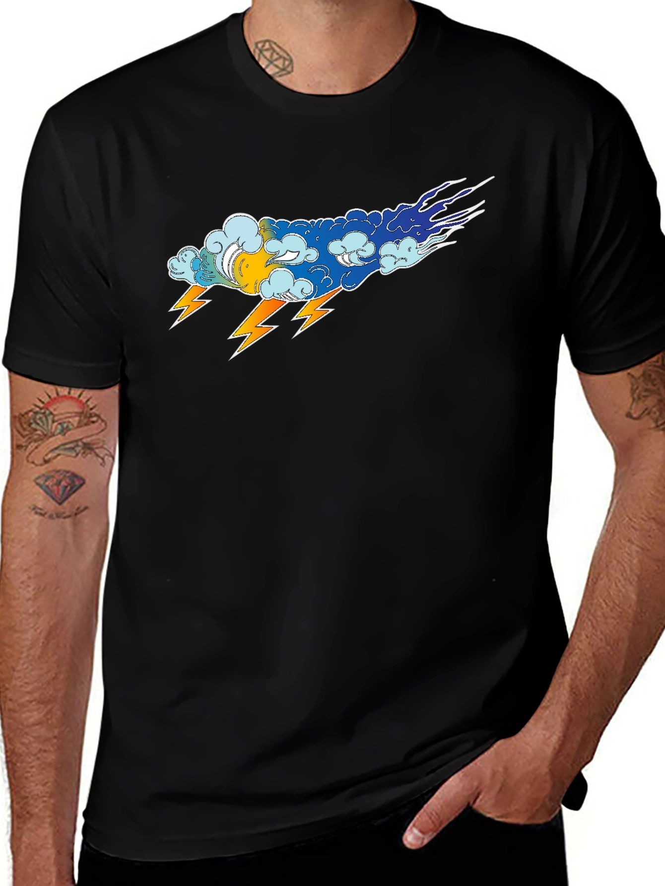 Variant 21 of Stormy Weather Graphic Tee - Bold Lightning Design