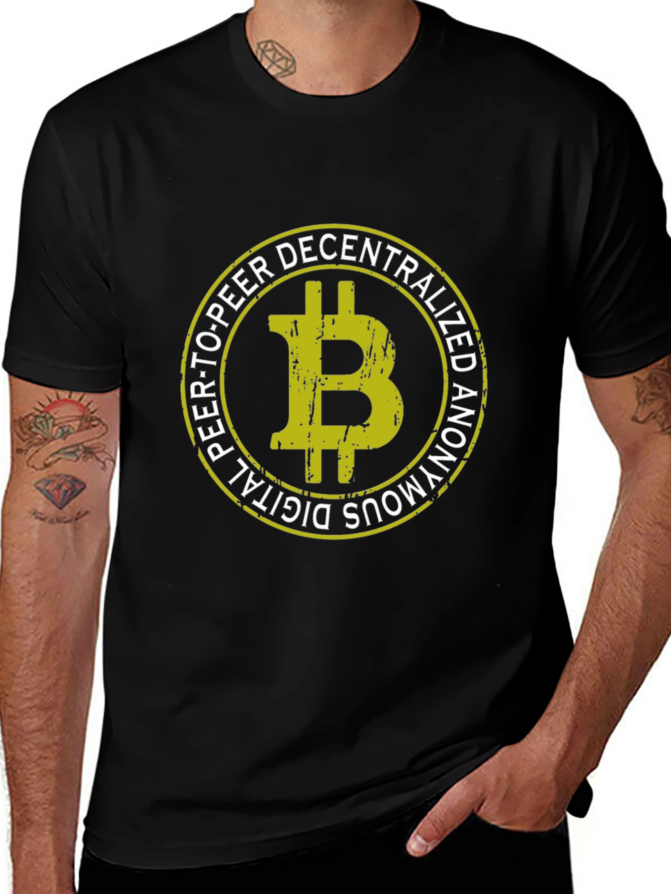 Bitcoin Crypto Black T-Shirt - Decentralized, Anonymous, Digital