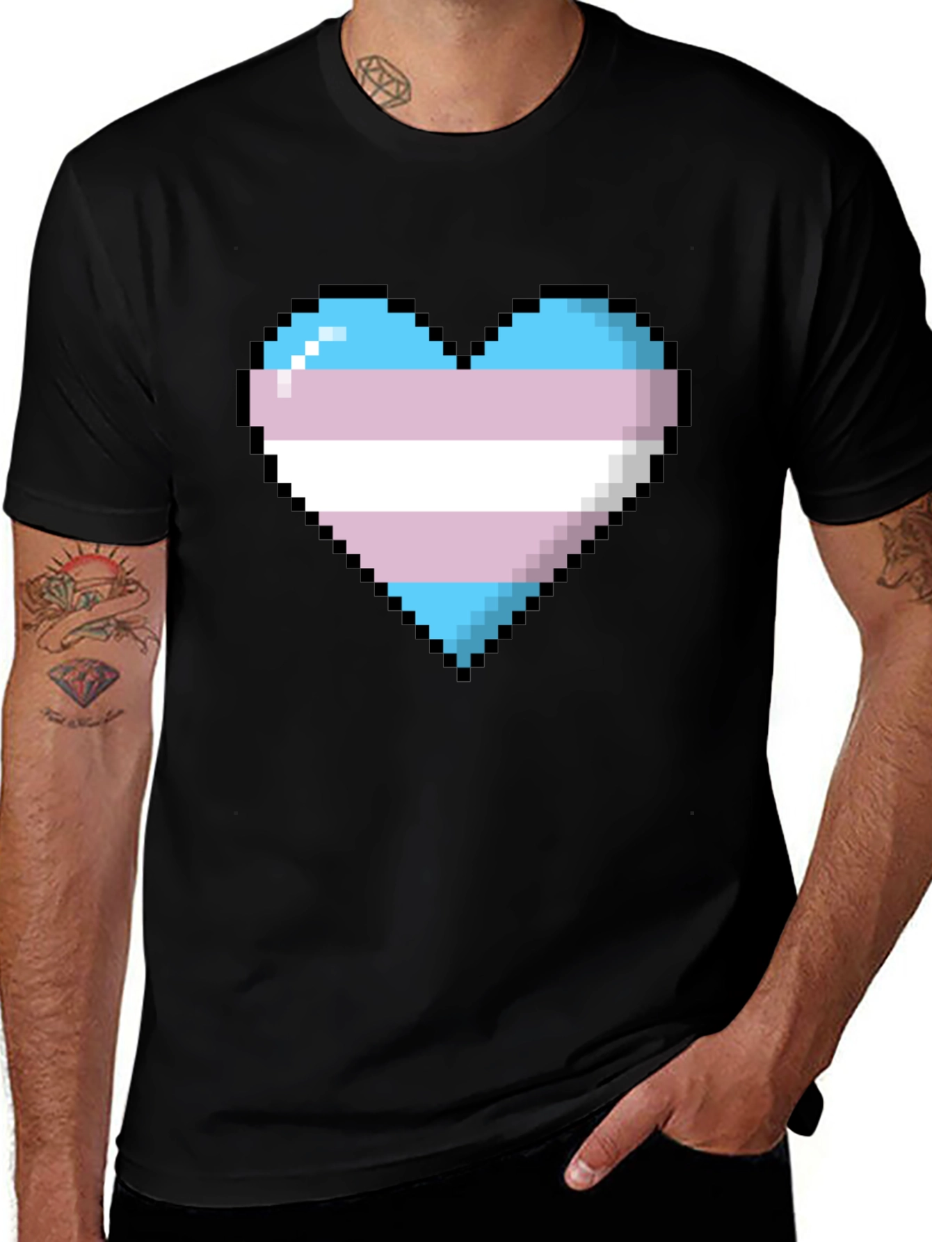 Variant 9 of Pixel Trans Pride Heart Graphic Tee