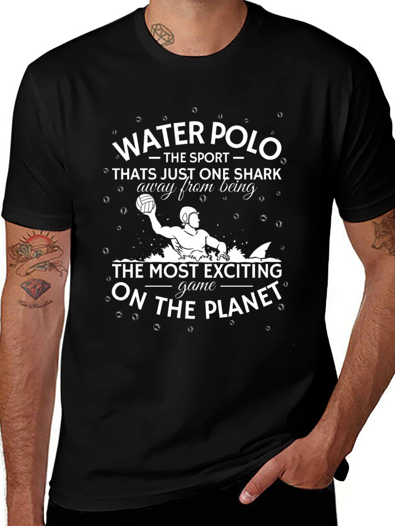 Variant 13 of Water Polo Shark T-Shirt Funny Water Sport Tee