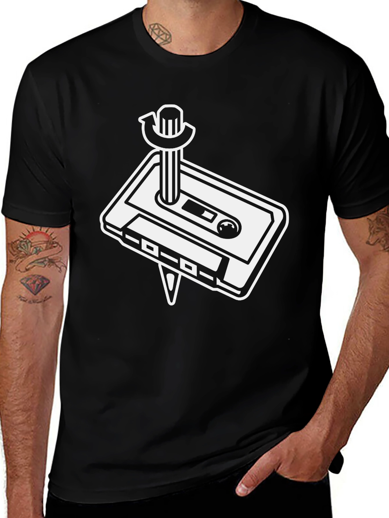 Variant 9 of Retro Mixtape T-Shirt - Cassette & Pencil Design