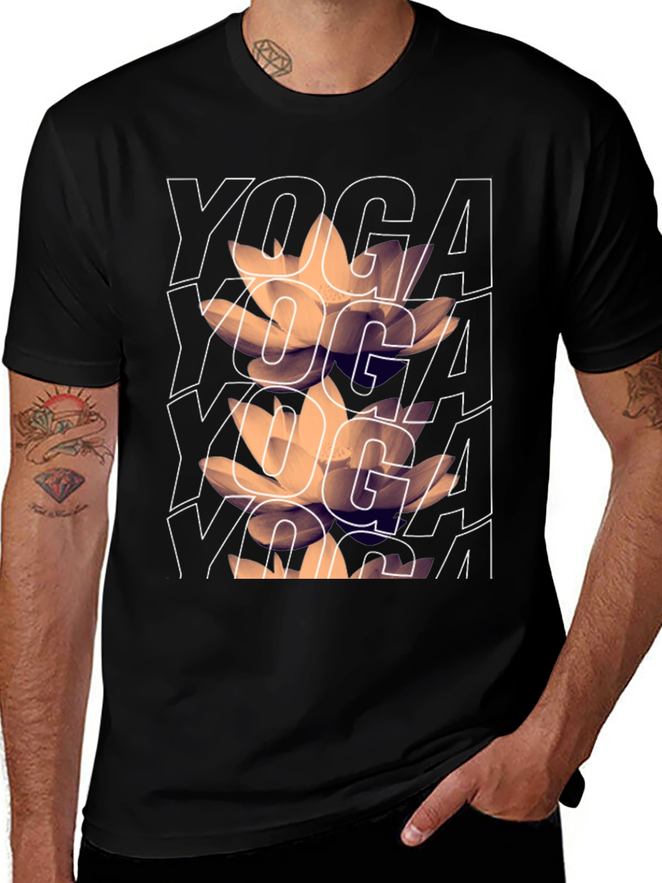 Yoga Lotus Graphic Tee - Men's Black T-Shirt