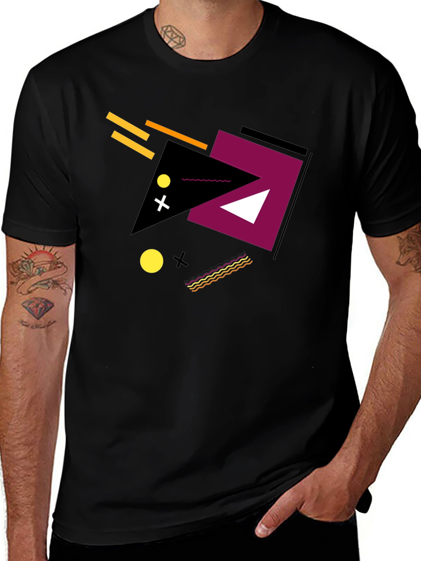 Variant 30 of Geometric Design Tee - Modern Black Graphic T-Shirt