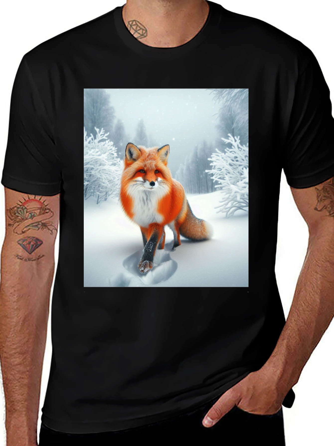 Variant 11 of Fox in Snow Graphic Tee - Stylish Unisex T-Shirt