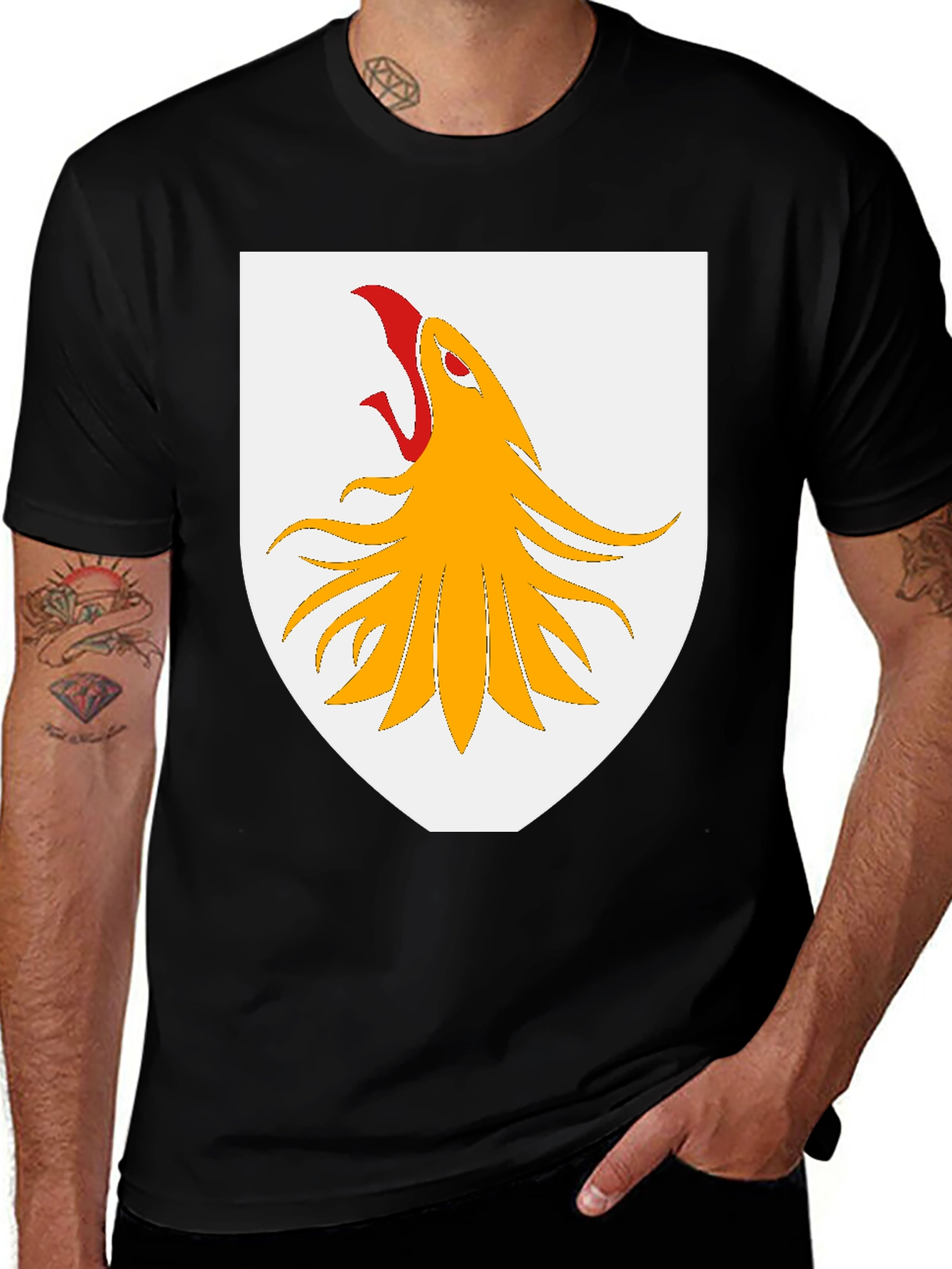 Variant 10 of Griffin Shield Graphic T-Shirt - Black Cotton Tee